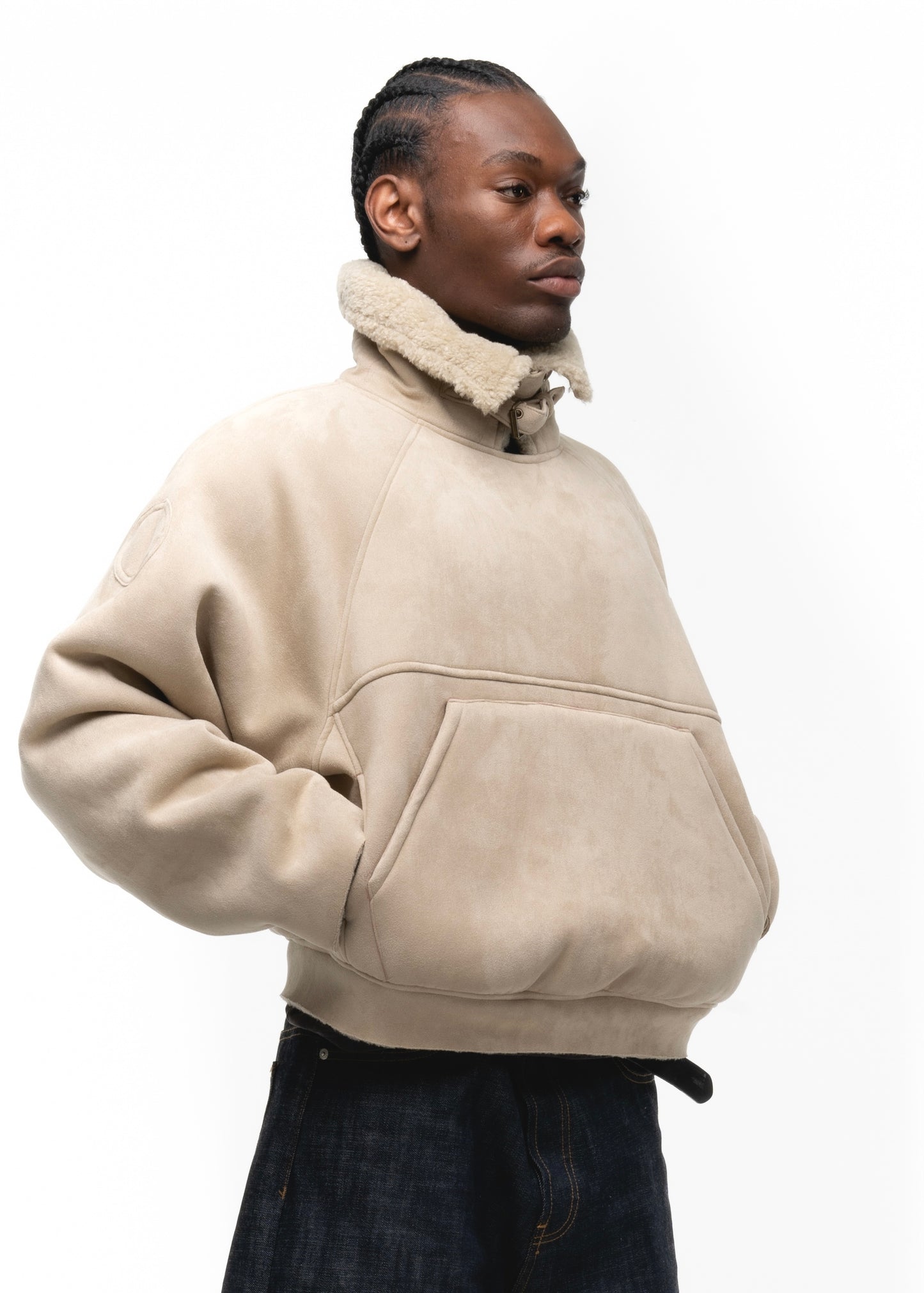 HEAVY FLIGHT SHEARLING HOODIE BEIGE