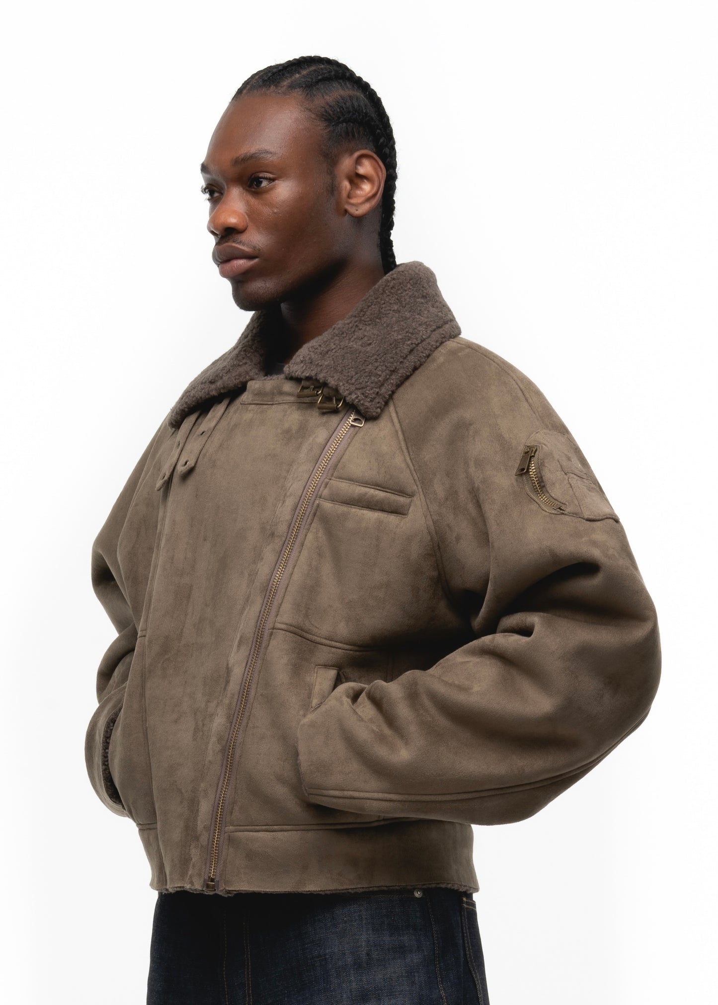 HEAVY FLIGHT SHEARLING JACKET OLIVE