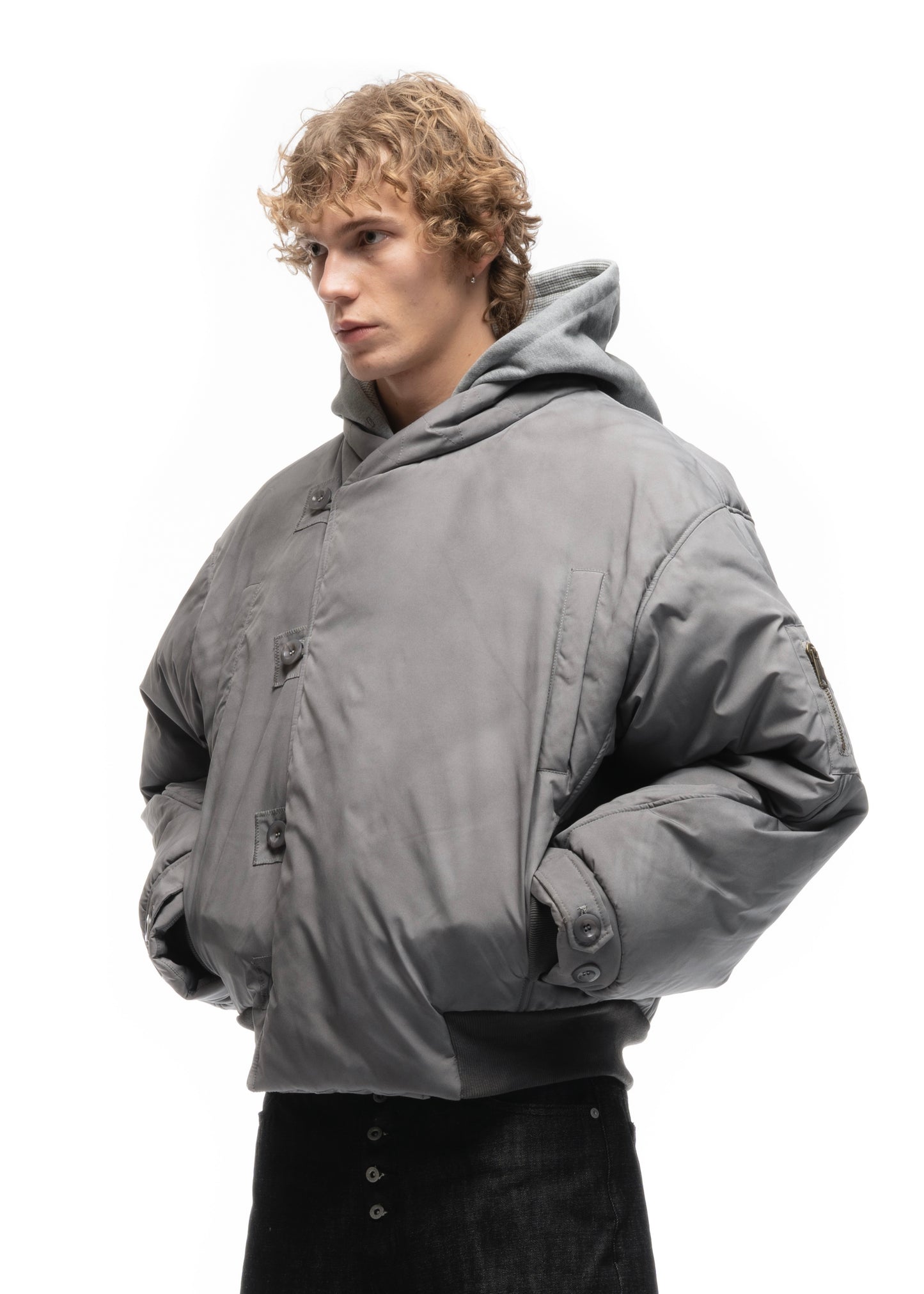 FENCING WAFFLE BOMBER JACKET GREY