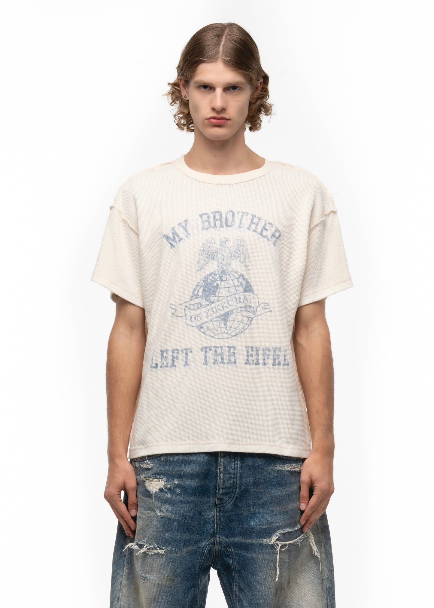 EIFEL SUNFADE WAFFLE COTTON T-SHIRT WHITE