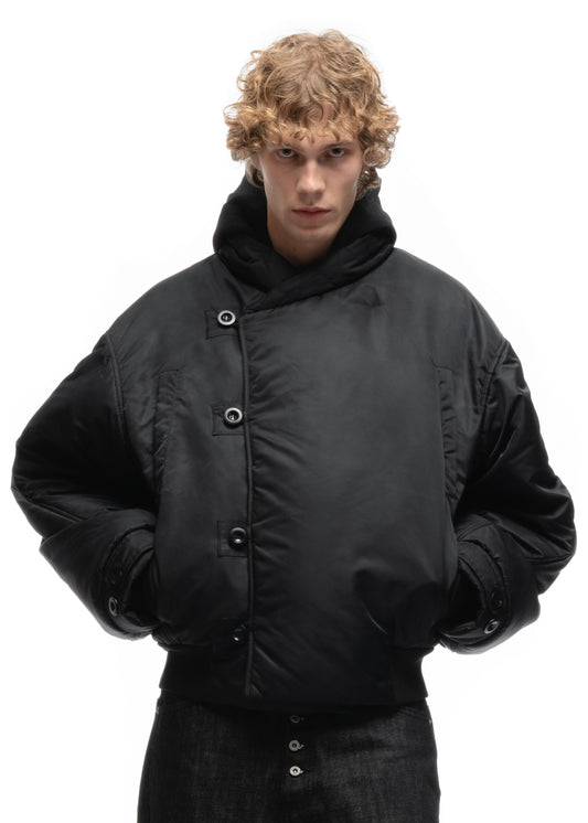 FENCING WAFFLE BOMBER JACKET BLACK