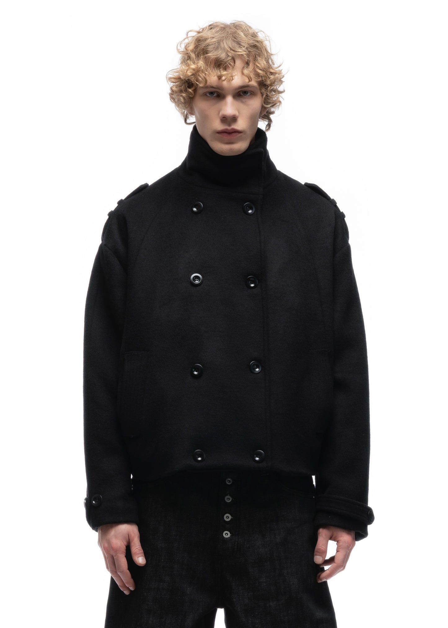 BUTTON UP MARINE JACKET BLACK