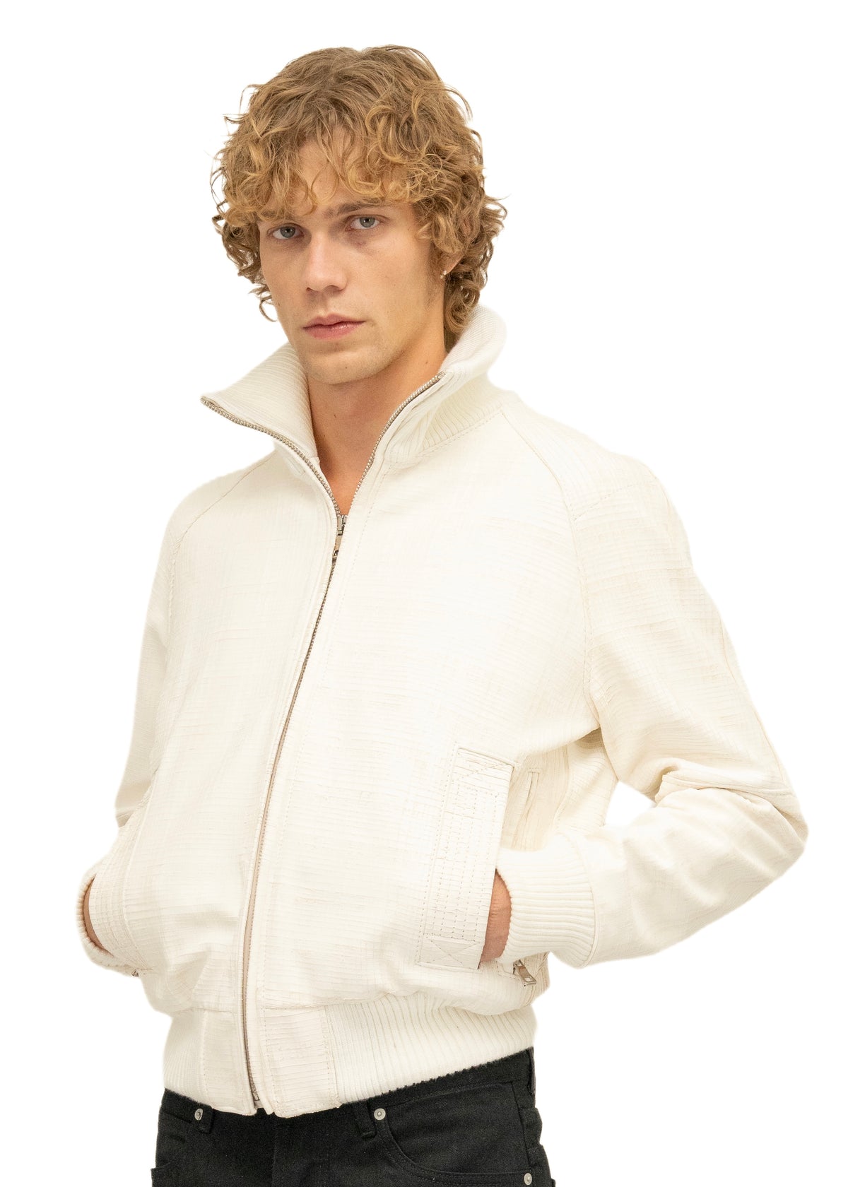 DUST ONE CUT GRID SCORED LEATHER JACKET