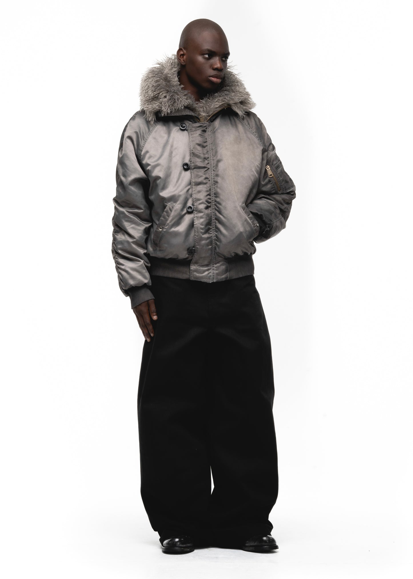 ASTRO FUR BOMBER JACKET GREY