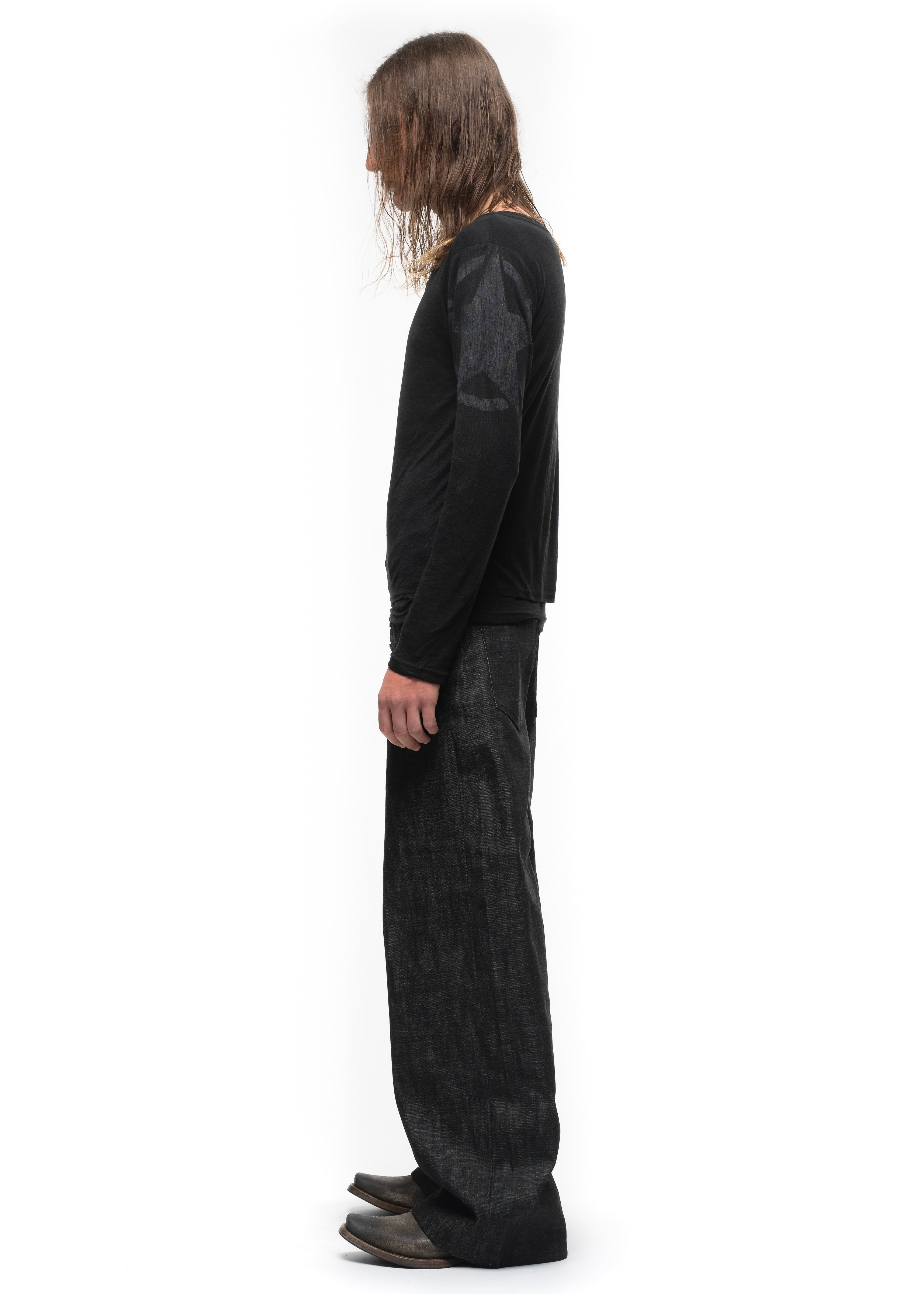 2 BUTTON LINE DOUBLE-LAYERED LONGSLEEVE BLACK – NO/FAITH STUDIOS