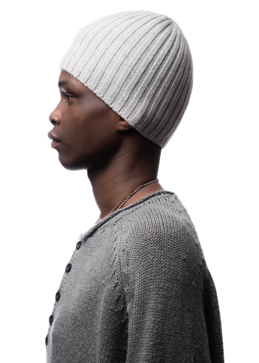 RIBBED WOOL BEANIE LIGHT GREY