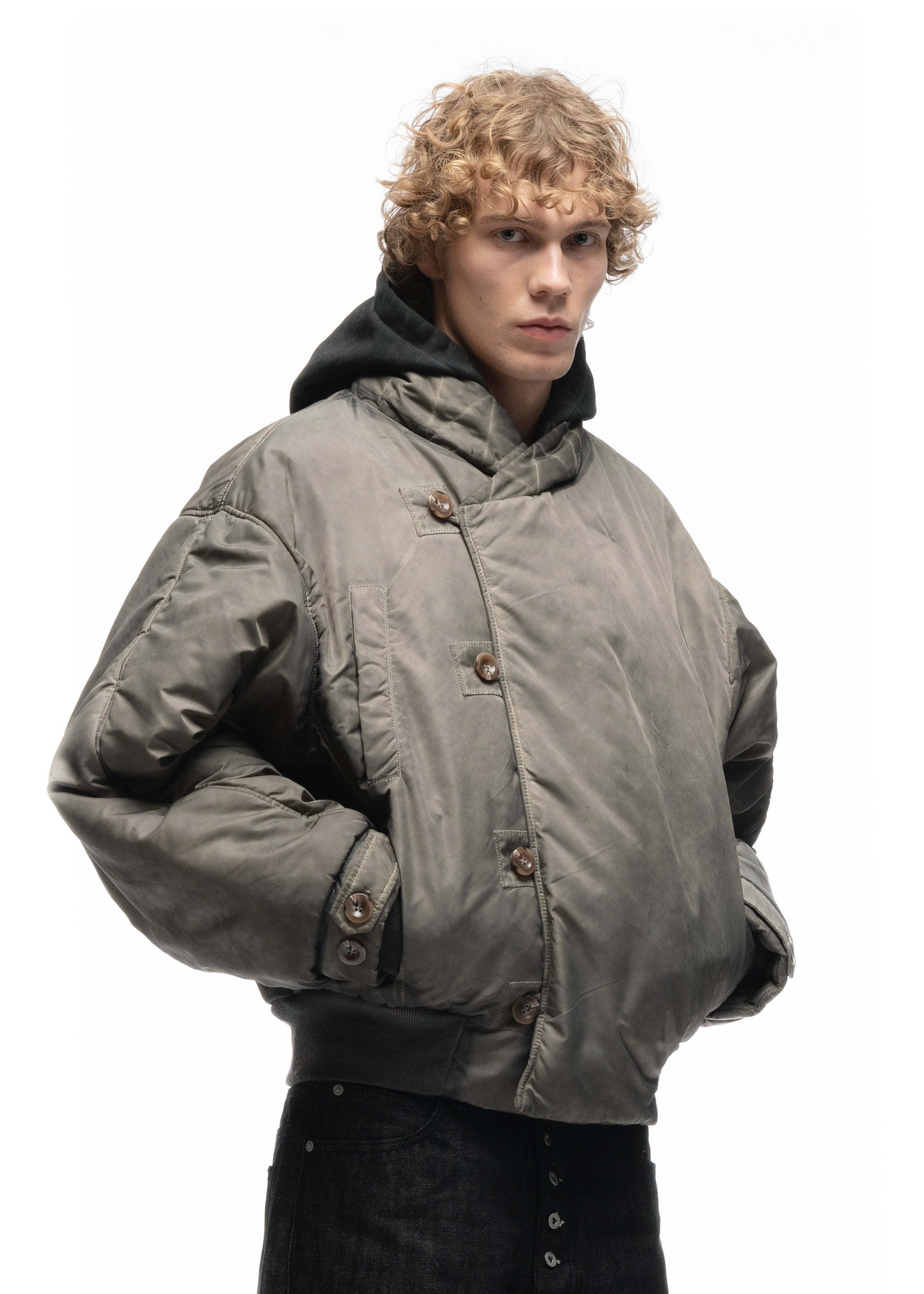 FENCING WAFFLE BOMBER JACKET USED BEIGE – NO/FAITH STUDIOS