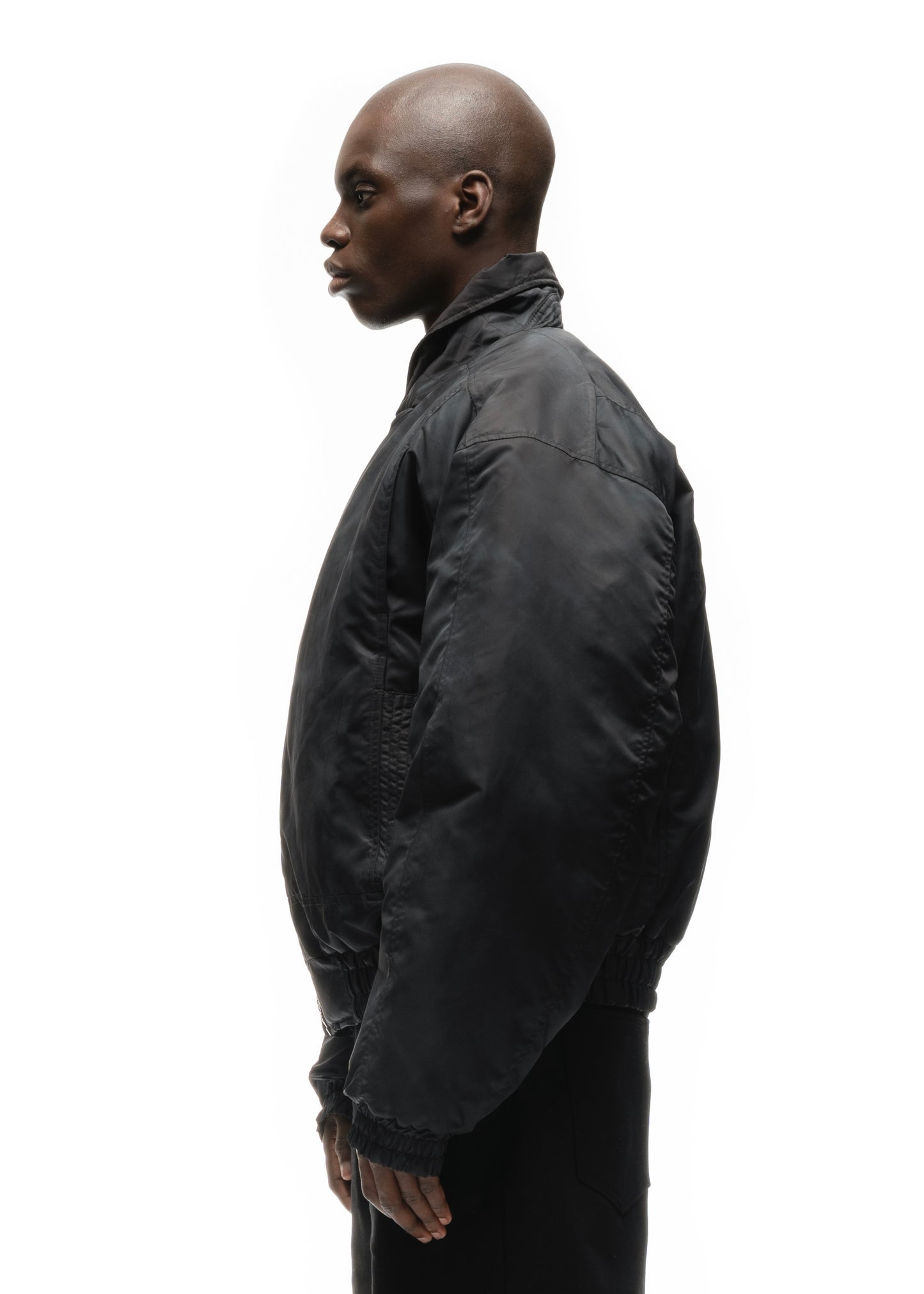 ASYMMETRICAL ZIP BOMBER JACKET BLACK