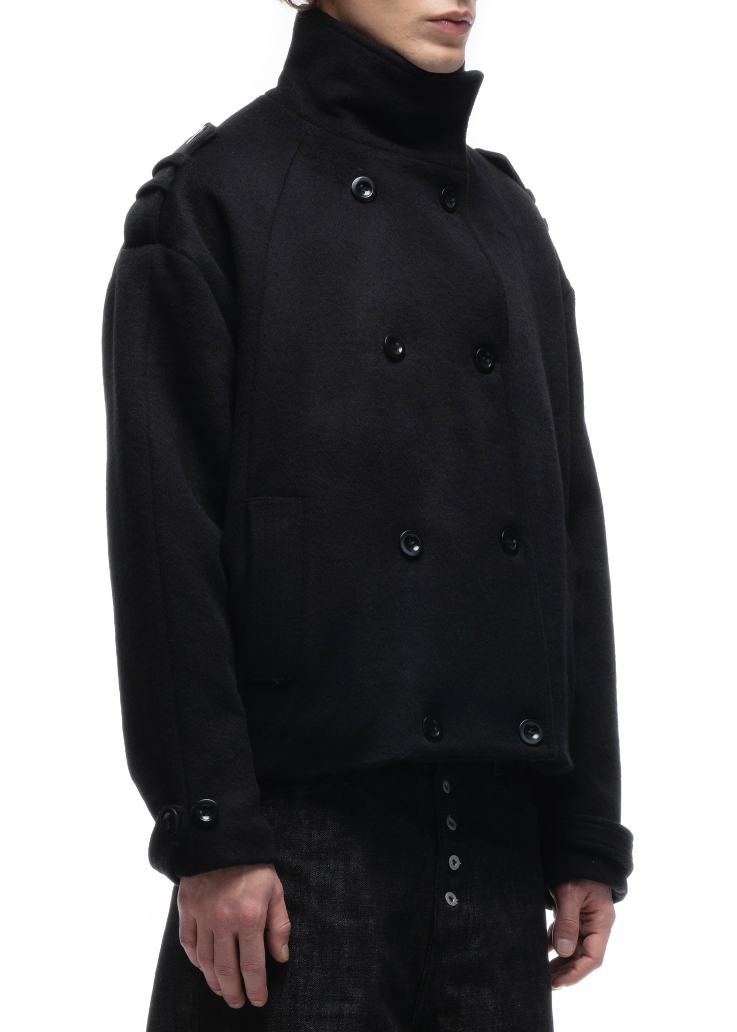 BUTTON UP MARINE JACKET BLACK