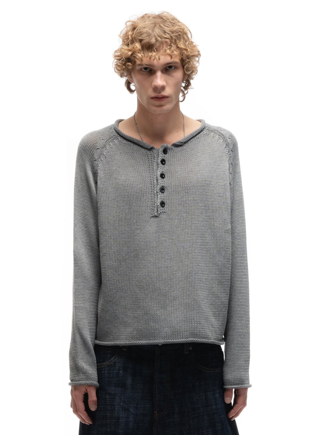 BUTTON KNIT SWEATER GREY – NO/FAITH STUDIOS
