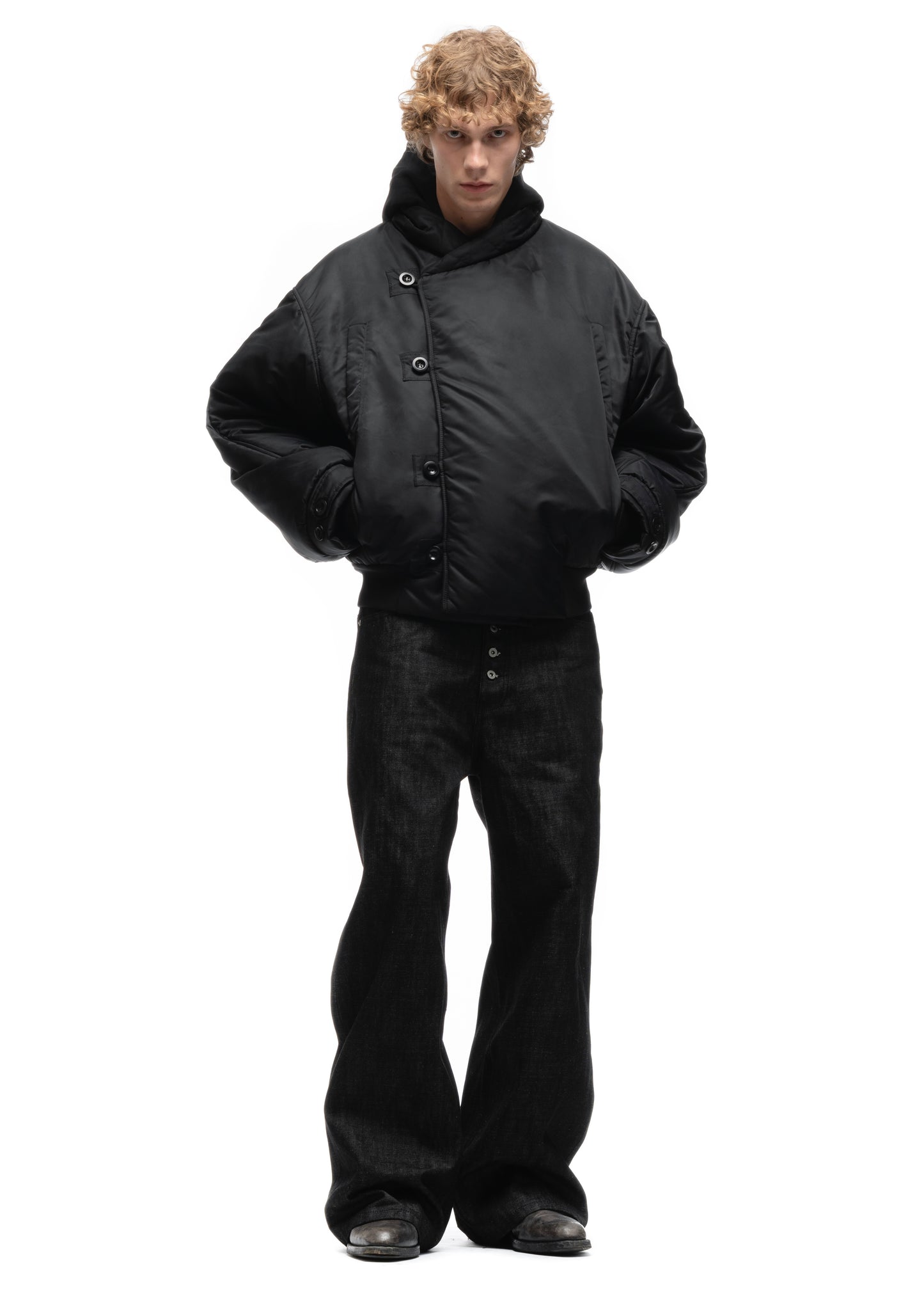 FENCING WAFFLE BOMBER JACKET BLACK