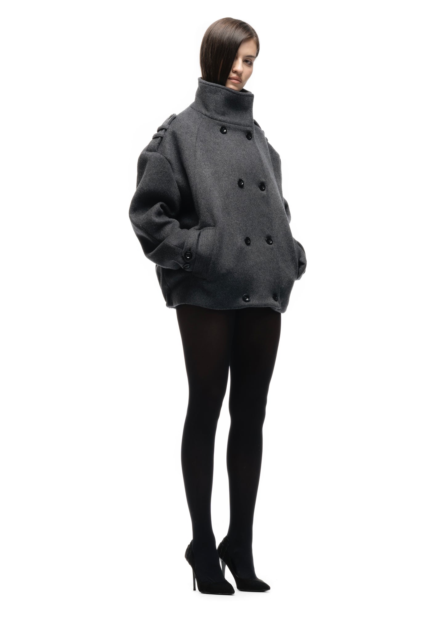 BUTTON UP MARINE JACKET GREY FEMALE