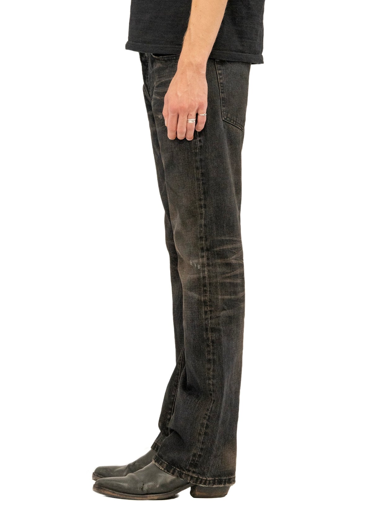 WASHED BLACK SELVEDGE BOOTCUT DENIM