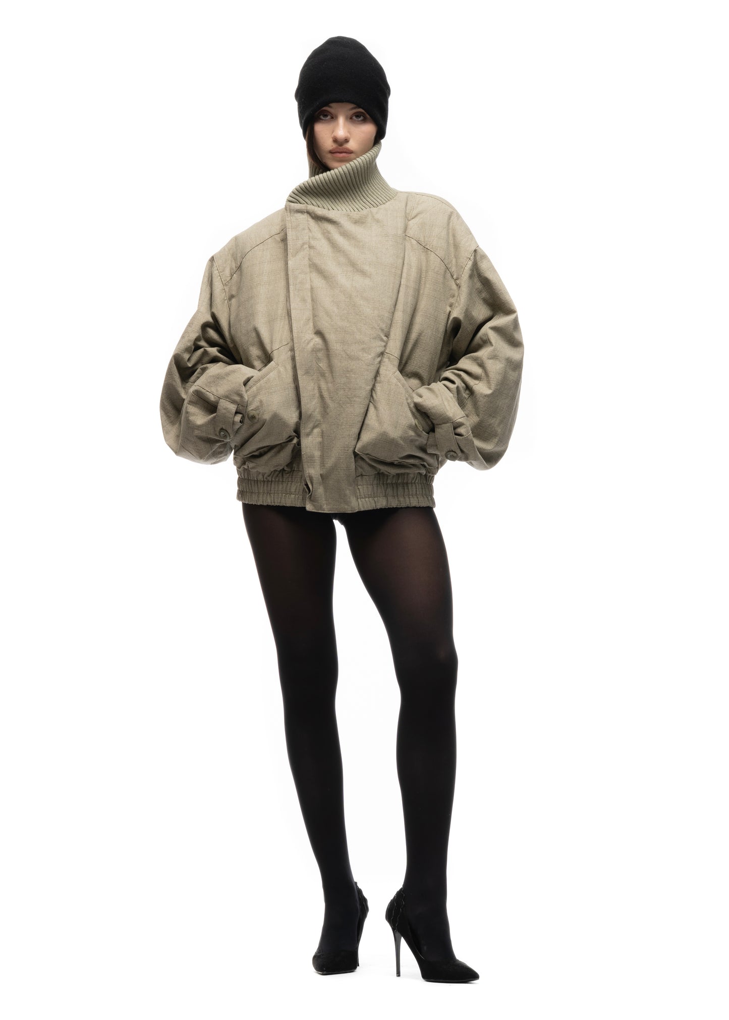 JAPANESE FLIGHT PADDED BOMBER JACKET CONCRETE BEIGE FEMALE