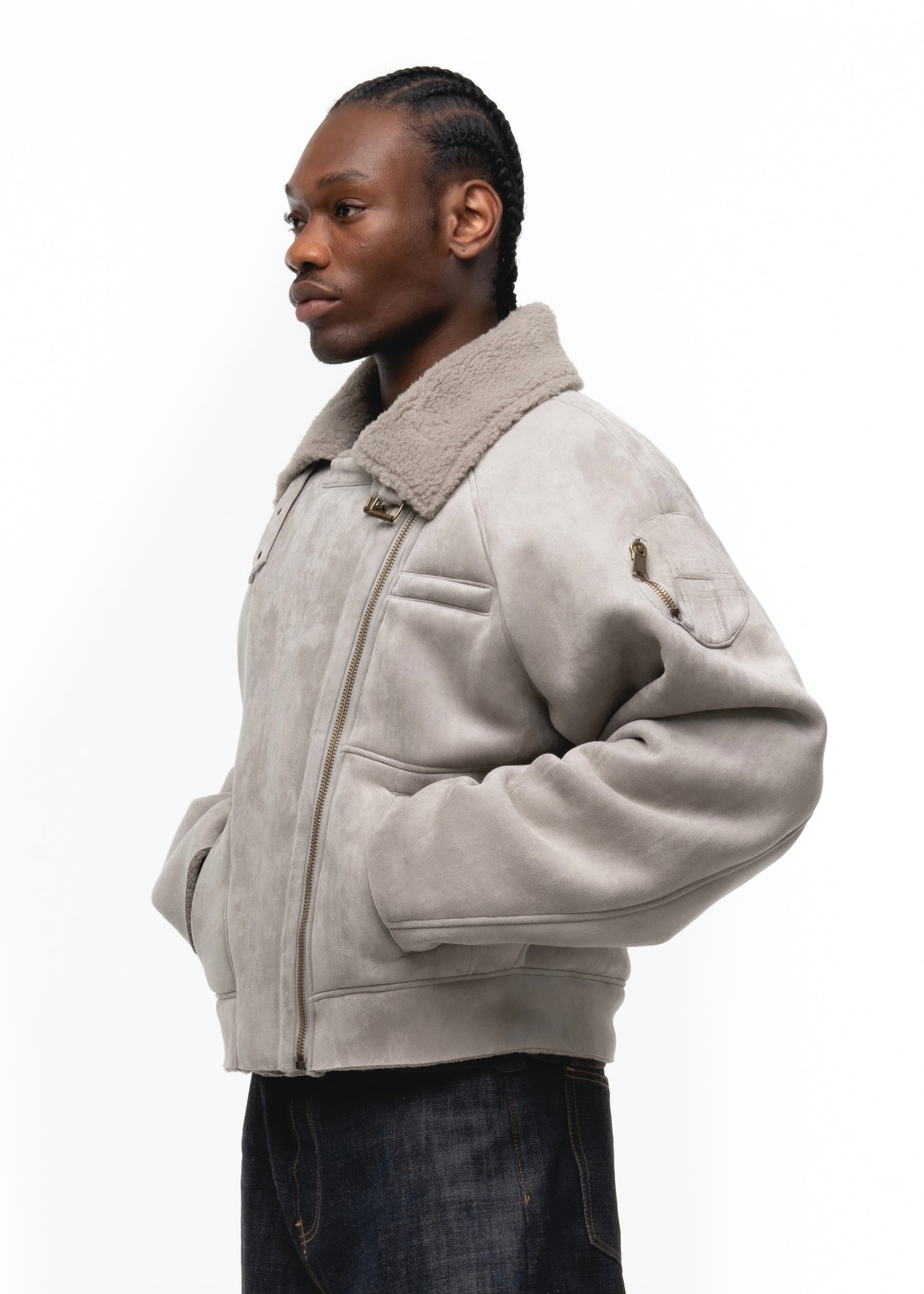 HEAVY FLIGHT SHEARLING JACKET GREY