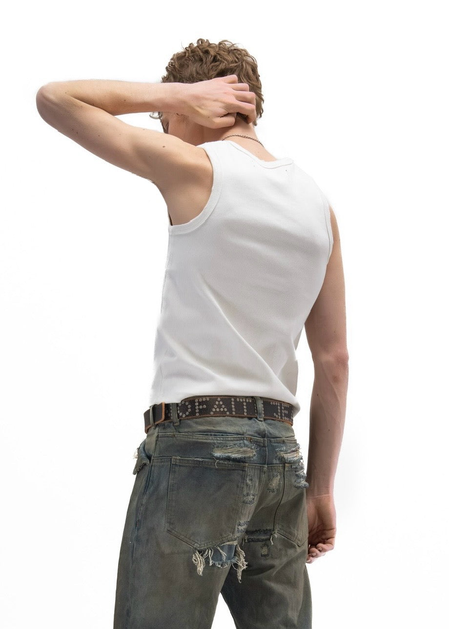 NO FAITH JEANS STUDDED LEATHER BELT