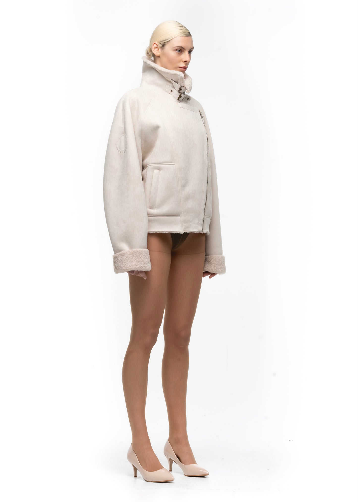 HEAVY FLIGHT SHEARLING JACKET WHITE WOMEN'S CUT