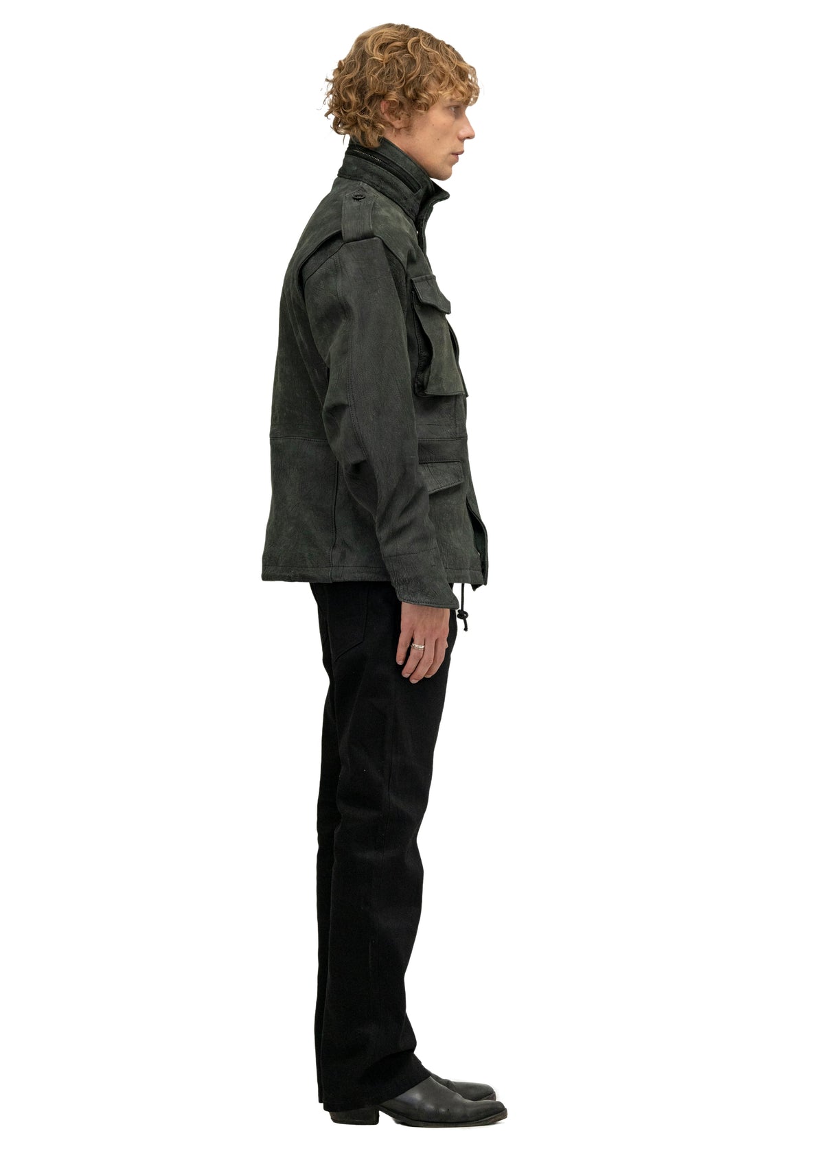 LEATHER FIELD PARKA BLACK