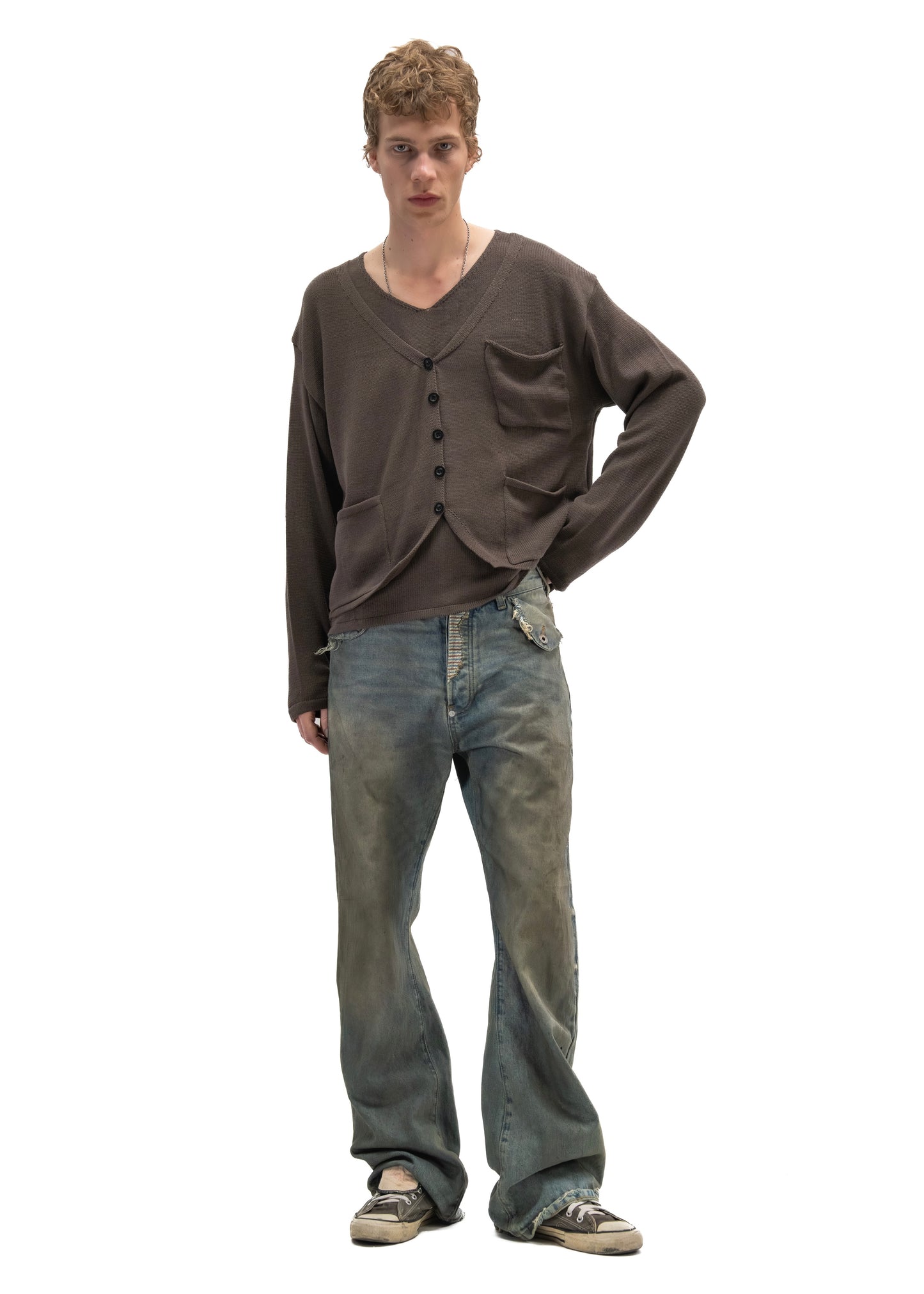 DOUBLE LAYERED KNIT CARDIGAN