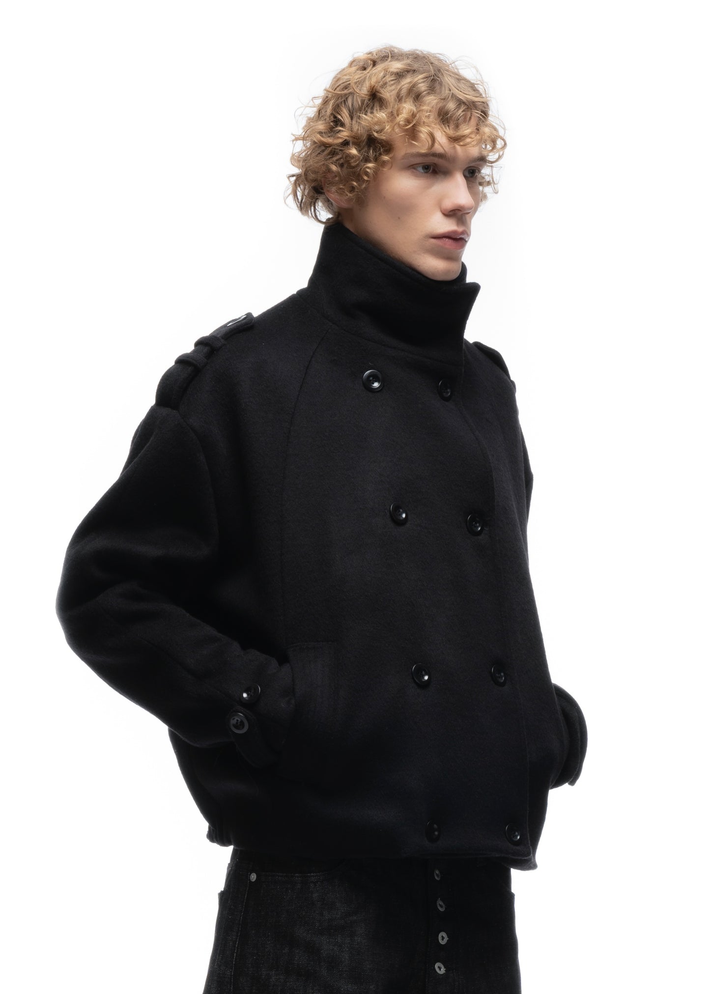 BUTTON UP MARINE JACKET BLACK