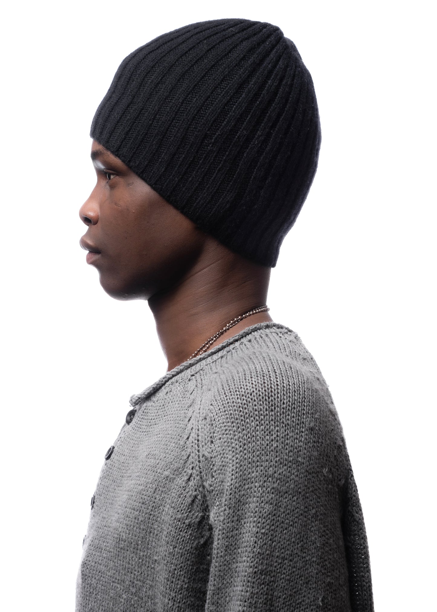 RIBBED WOOL BEANIE BLACK