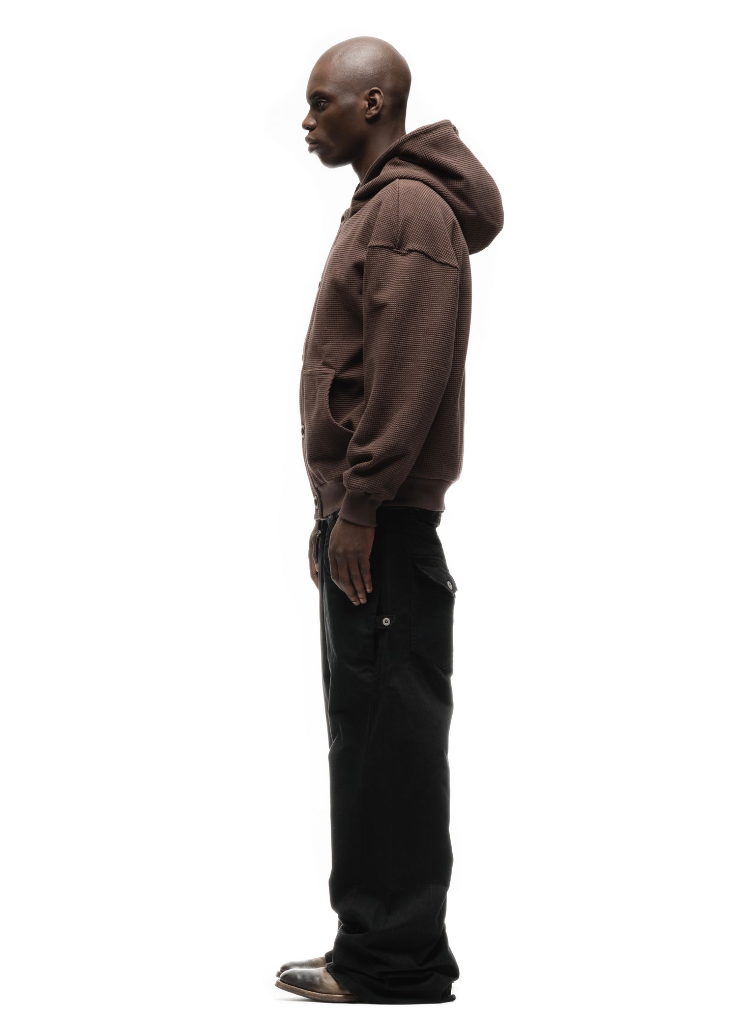 BUTTON KNIT COTTON JACKET WASHED OUT BROWN