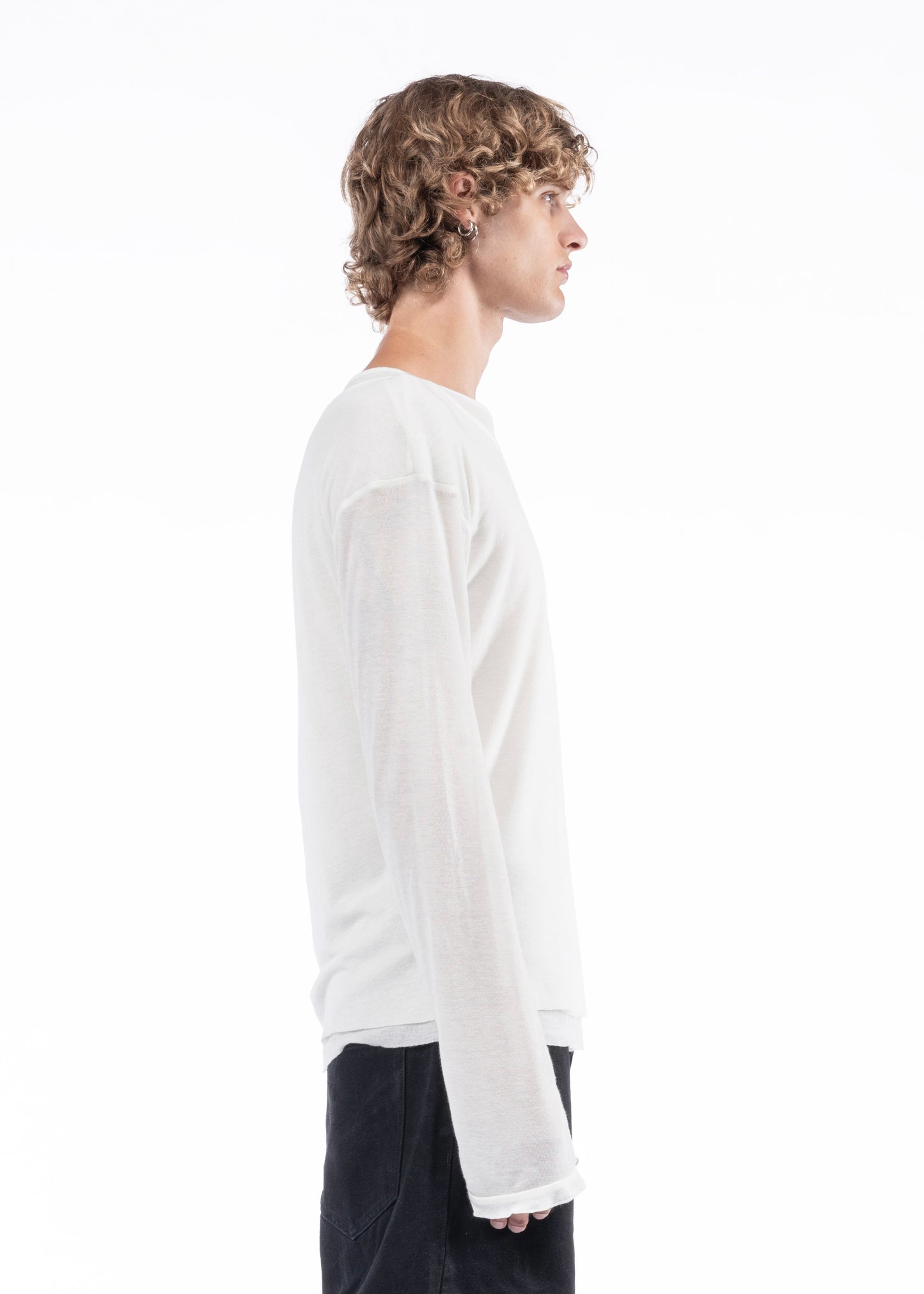 DOUBLE LAYERED ORGANIC COTTON LONGSLEEVE WHITE