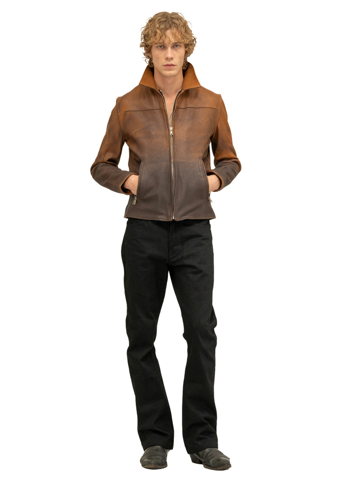 FADED BIKER ONE CUT LEATHER JACKET
