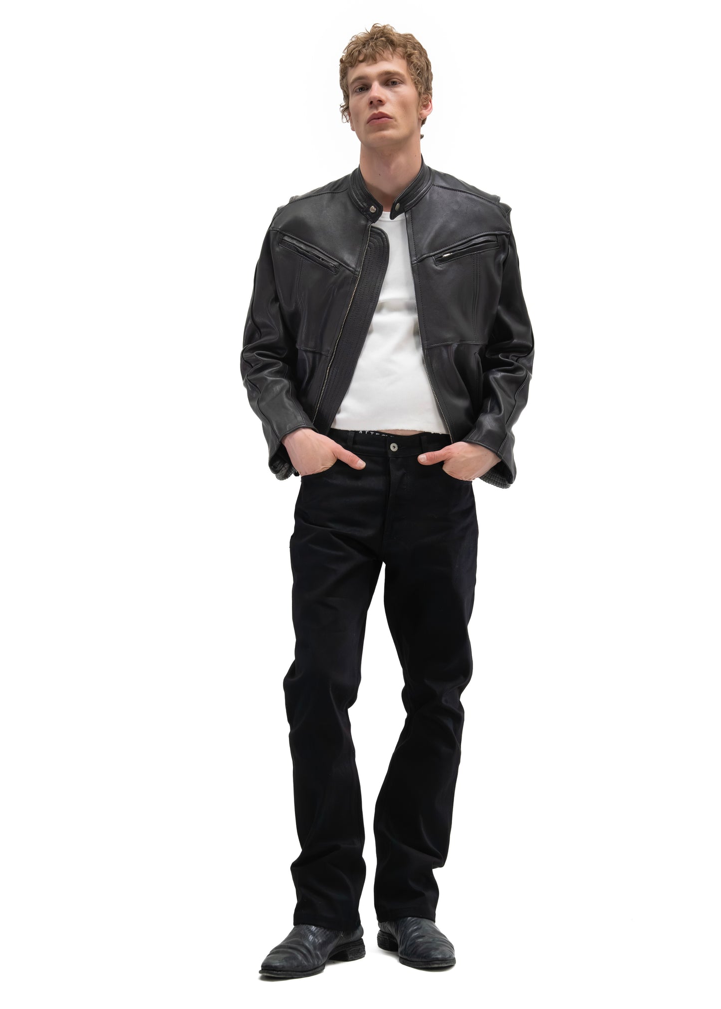 LAYERED RACER CUT LEATHER JACKET