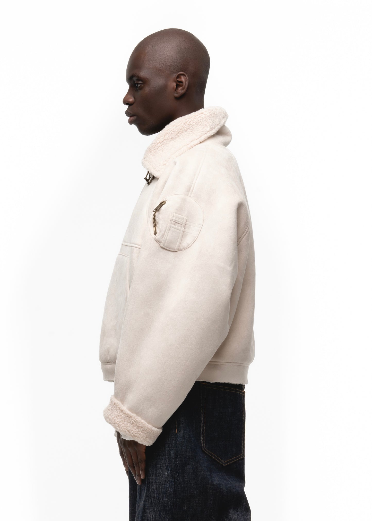 HEAVY FLIGHT SHEARLING HOODIE WHITE