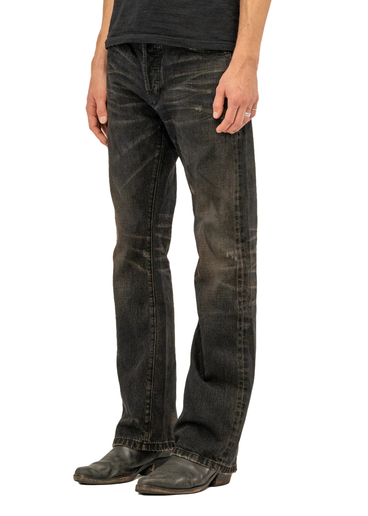 WASHED BLACK SELVEDGE BOOTCUT DENIM – NO/FAITH STUDIOS