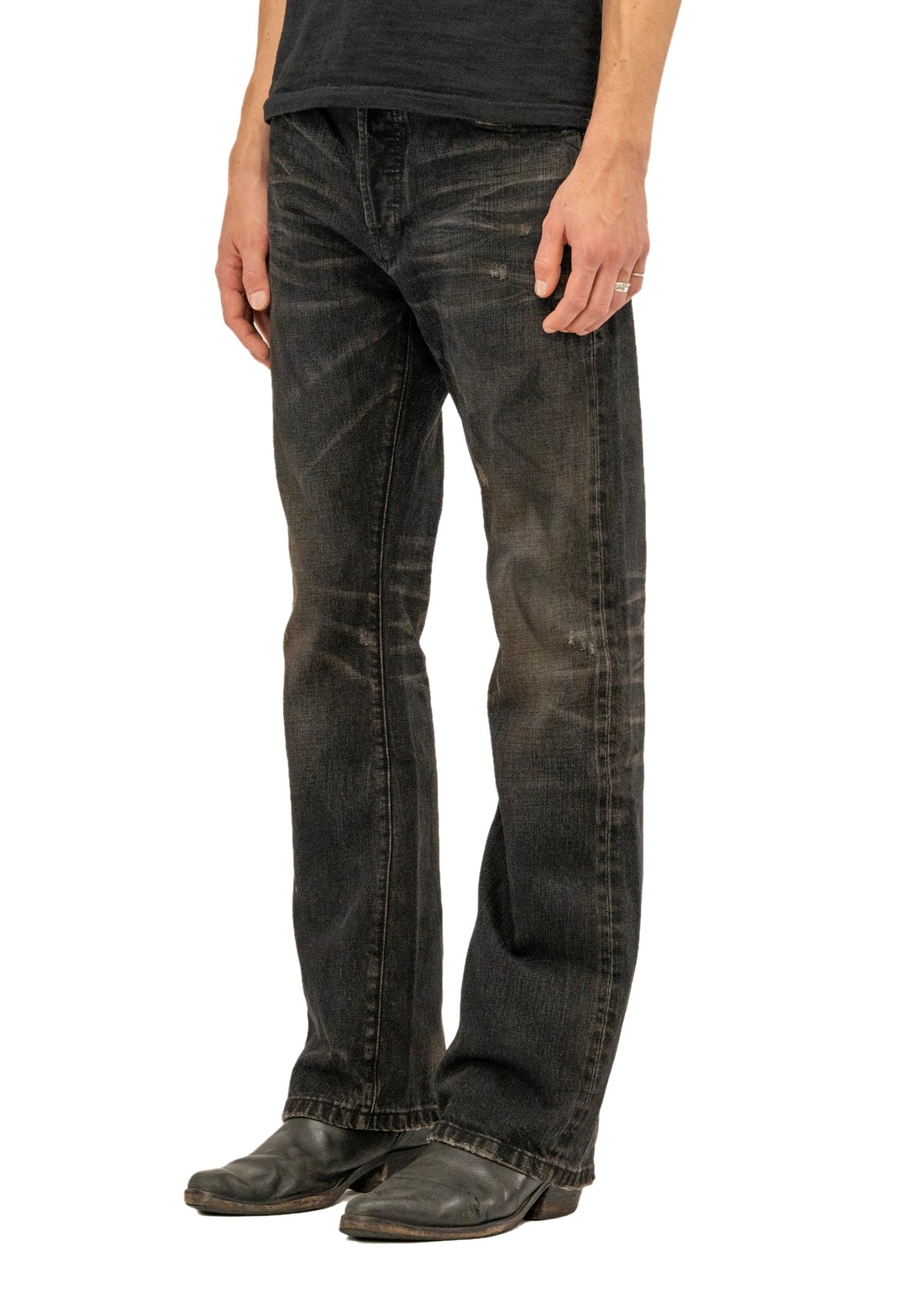 WASHED BLACK SELVEDGE BOOTCUT DENIM
