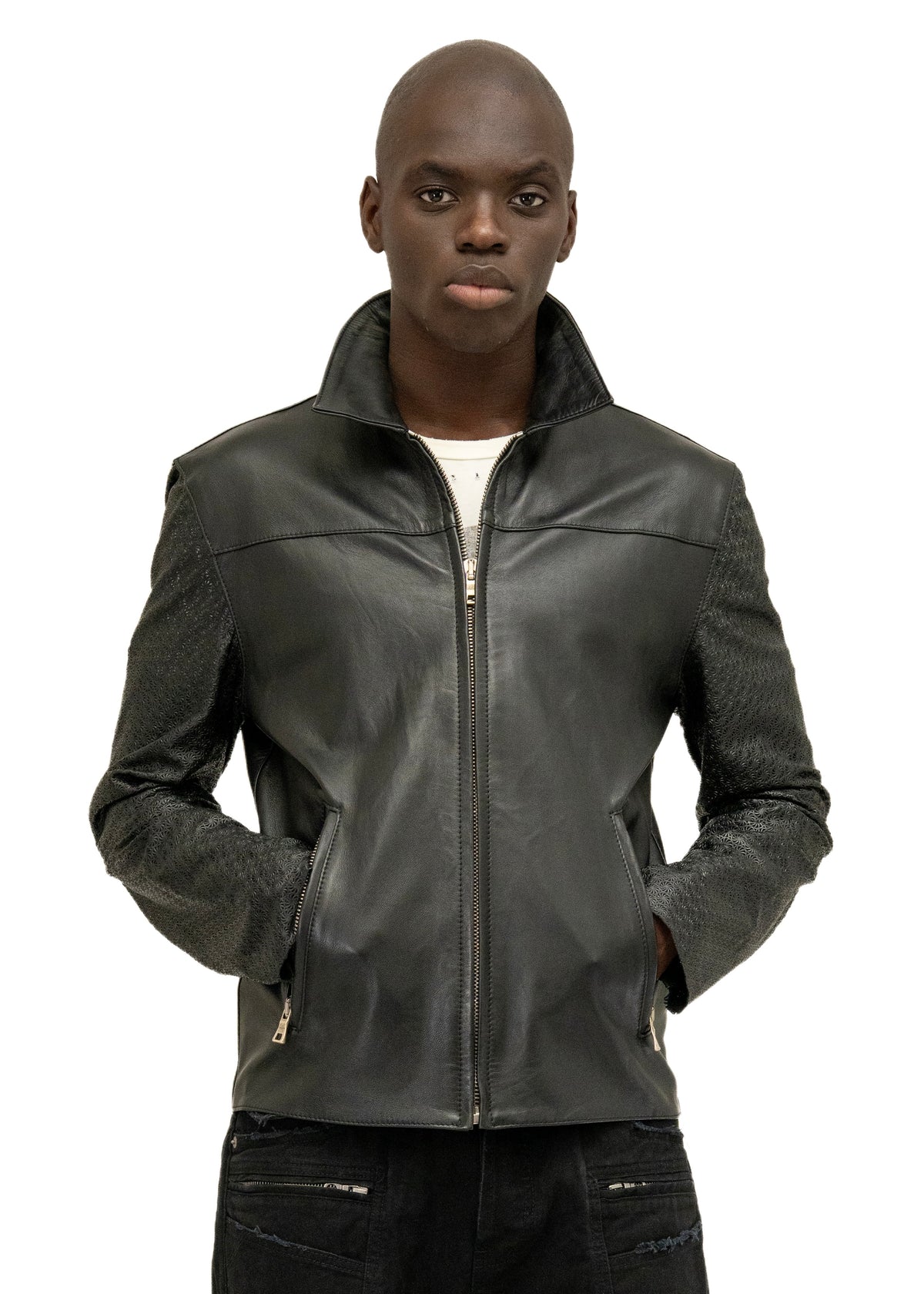 BIKER ONE CUT PERFORATED LEATHER SLEEVES