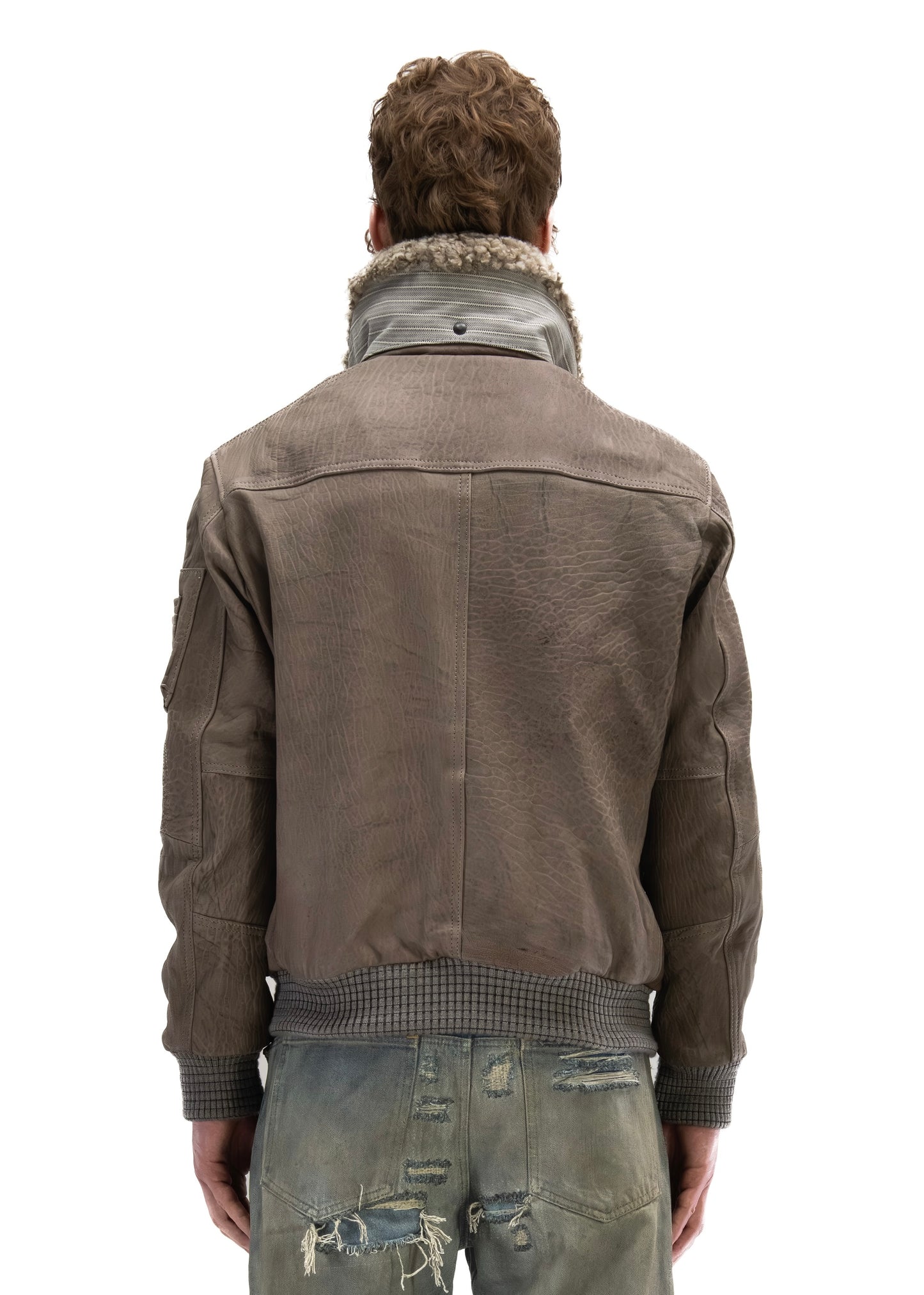 AVIATOR FUR LEATHER JACKET GREY