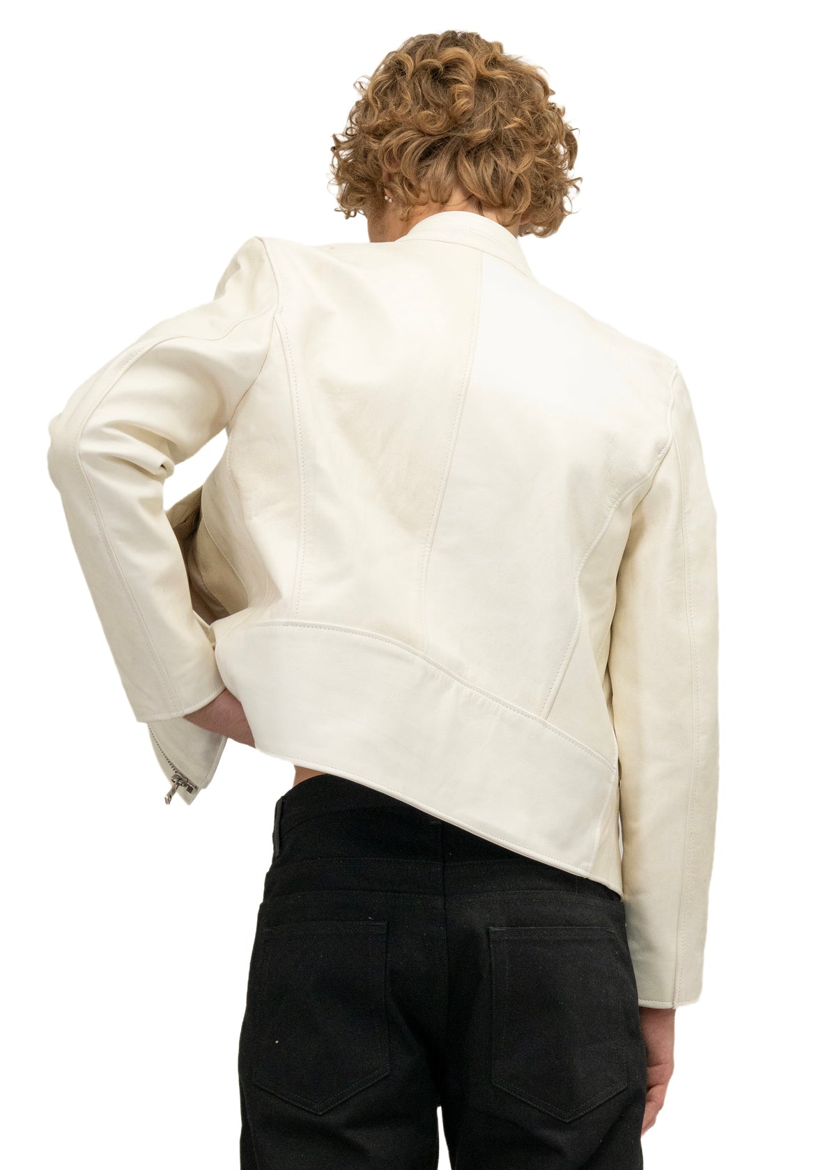 DRIVER ONE CUT WHITE LEATHER JACKET