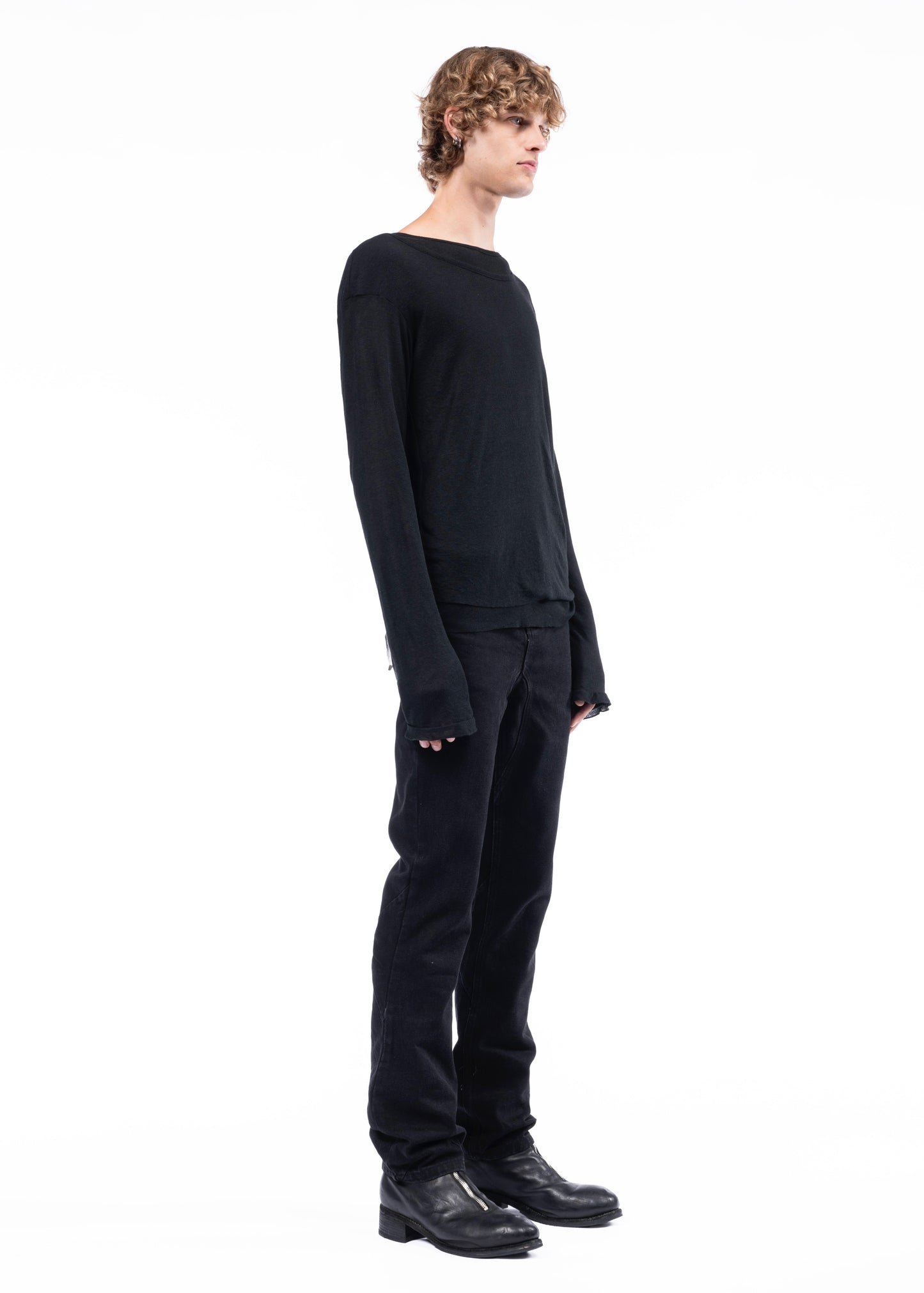 DOUBLE LAYERED ORGANIC COTTON LONGSLEEVE BLACK