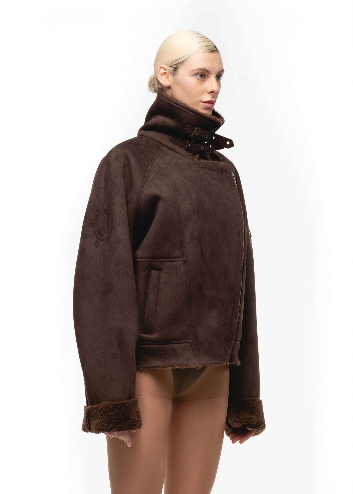 HEAVY FLIGHT SHEARLING JACKET BROWN WOMEN'S CUT