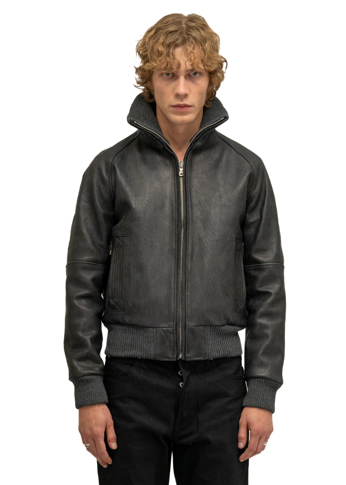 DUST ONE CUT LEATHER JACKET BLACK