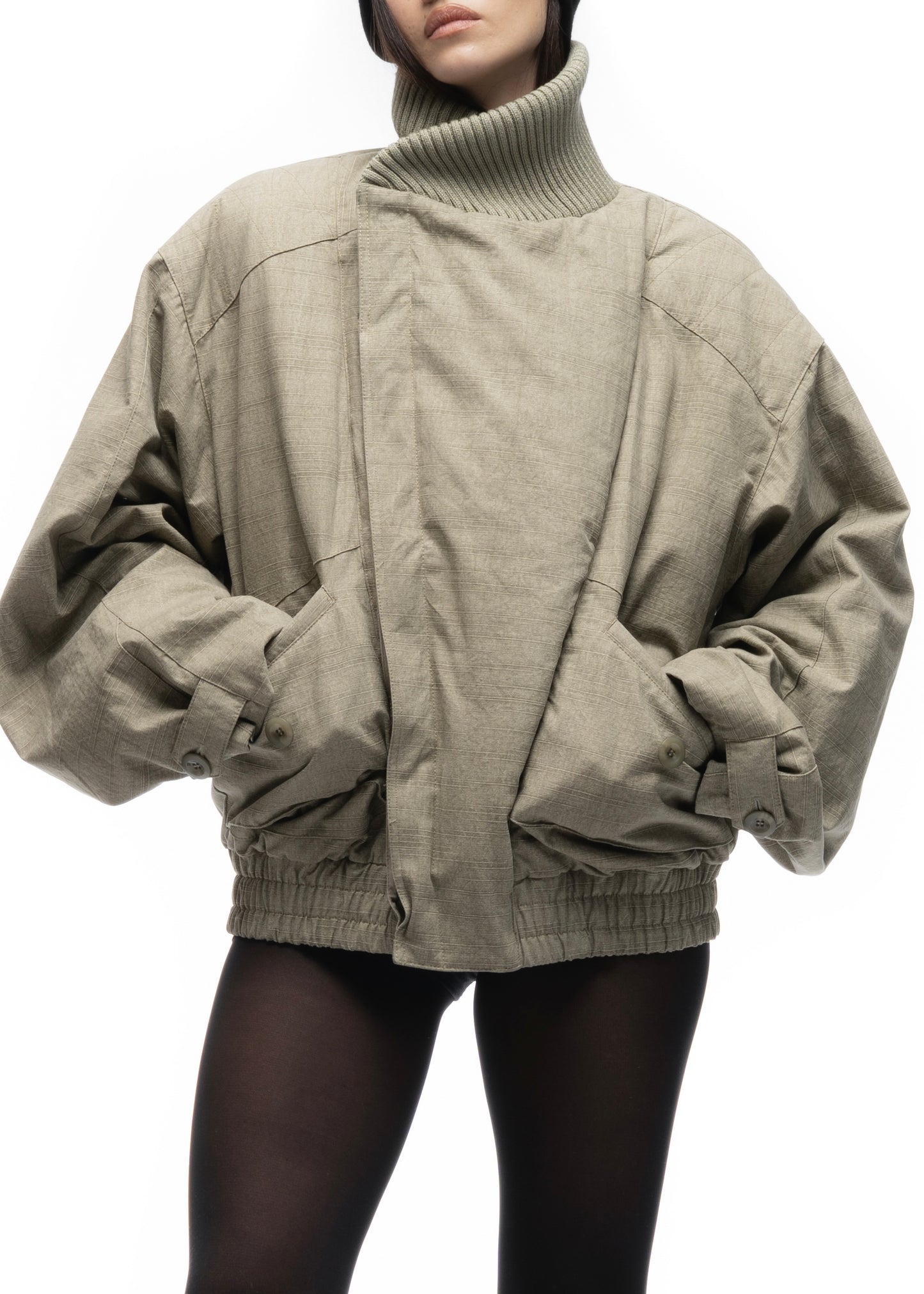 JAPANESE FLIGHT PADDED BOMBER JACKET CONCRETE BEIGE FEMALE