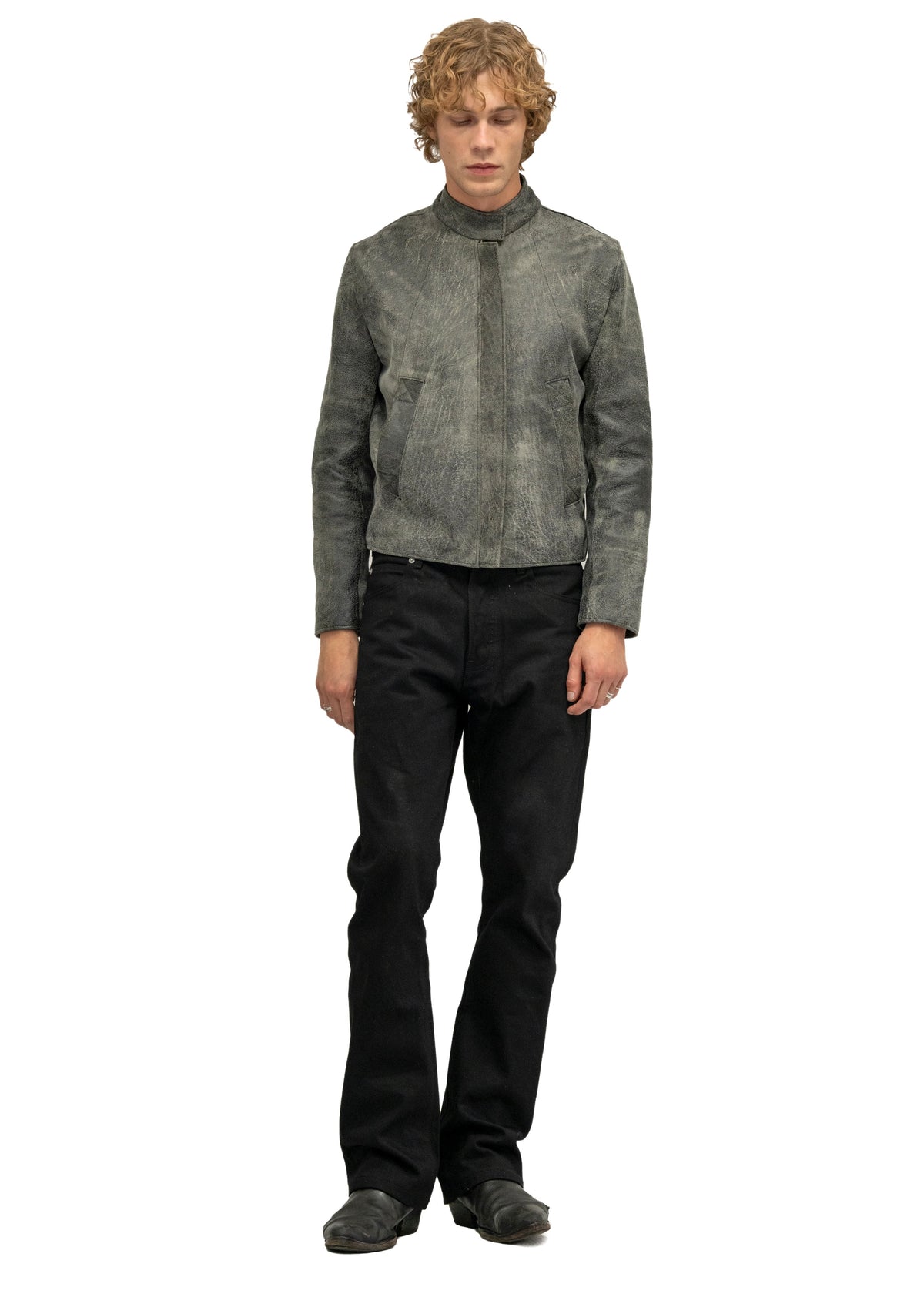 DRIVER ONE CUT STONE LEATHER JACKET