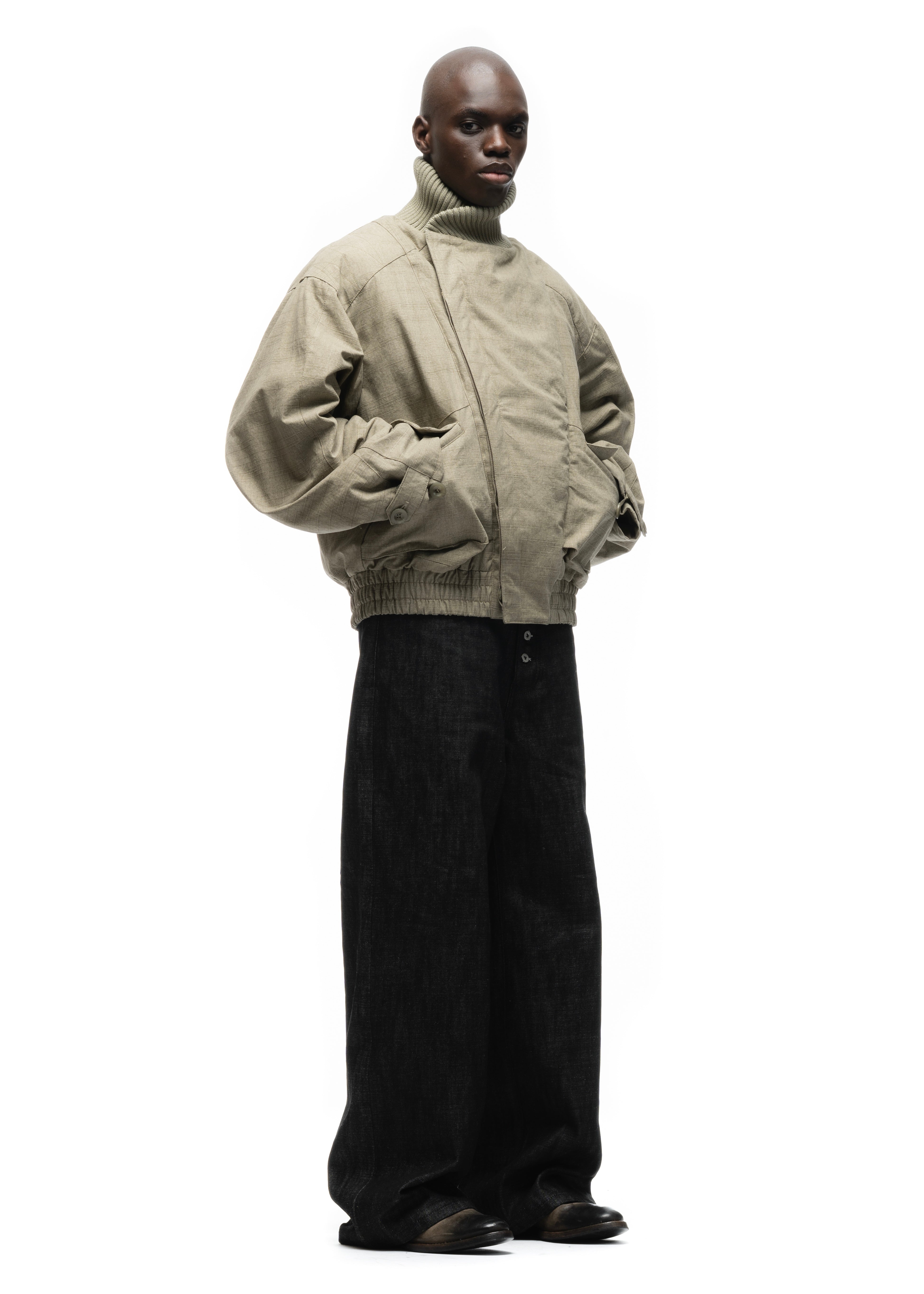 JAPANESE FLIGHT PADDED BOMBER JACKET CONCRETE BEIGE – NO/FAITH STUDIOS