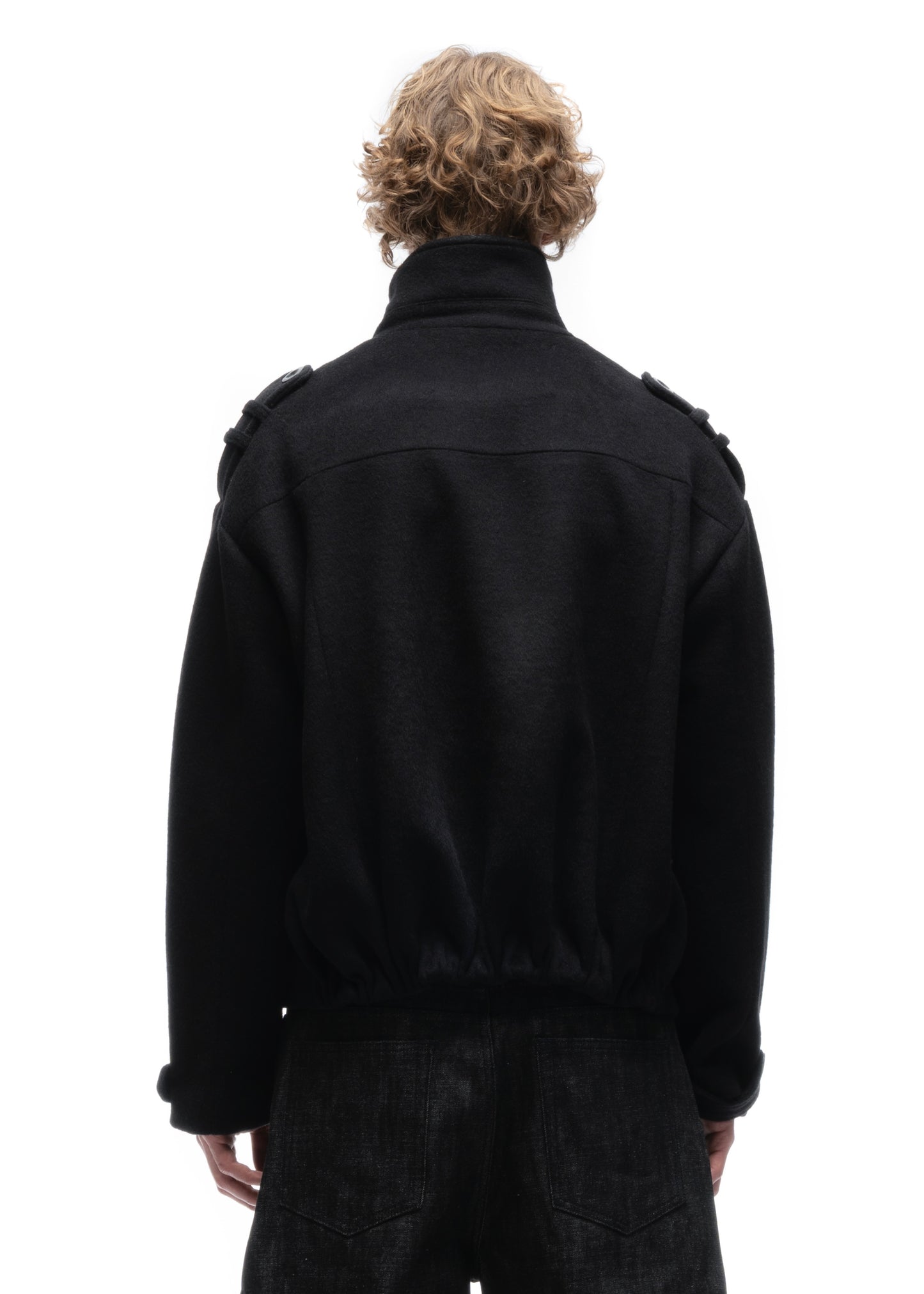 BUTTON UP MARINE JACKET BLACK