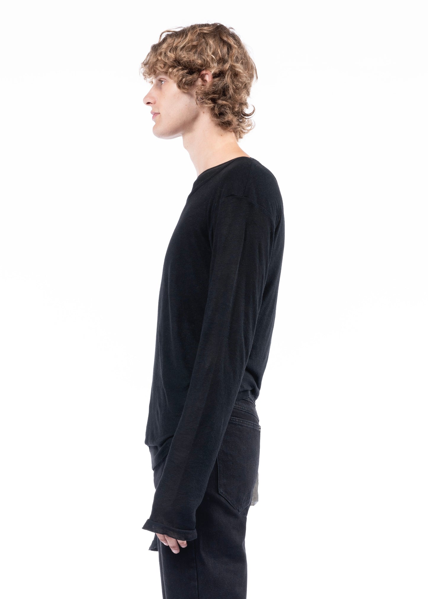 DOUBLE LAYERED ORGANIC COTTON LONGSLEEVE BLACK