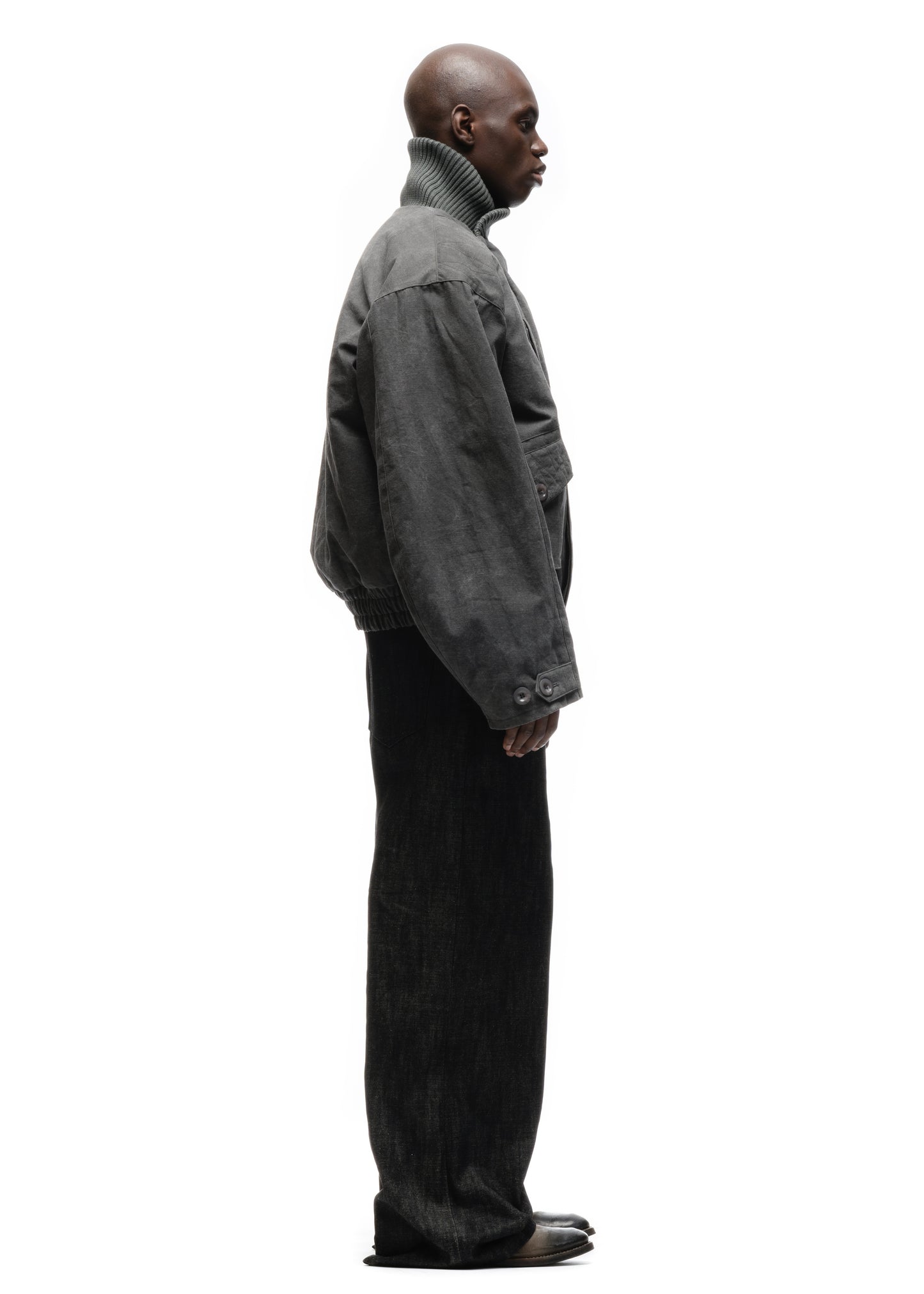 JAPANESE FLIGHT PADDED BOMBER JACKET STRUCTURED GREY