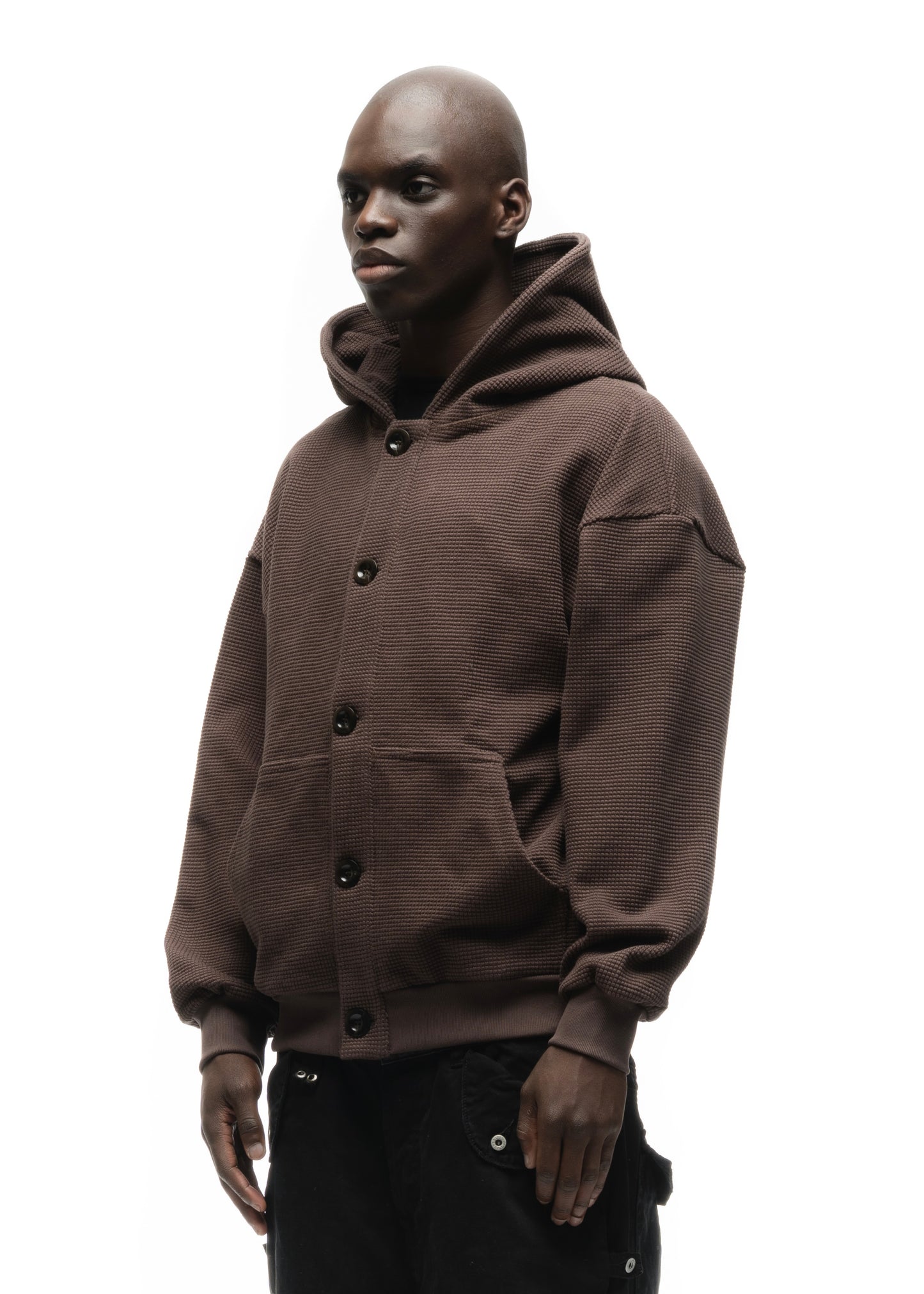 BUTTON KNIT COTTON JACKET WASHED OUT BROWN