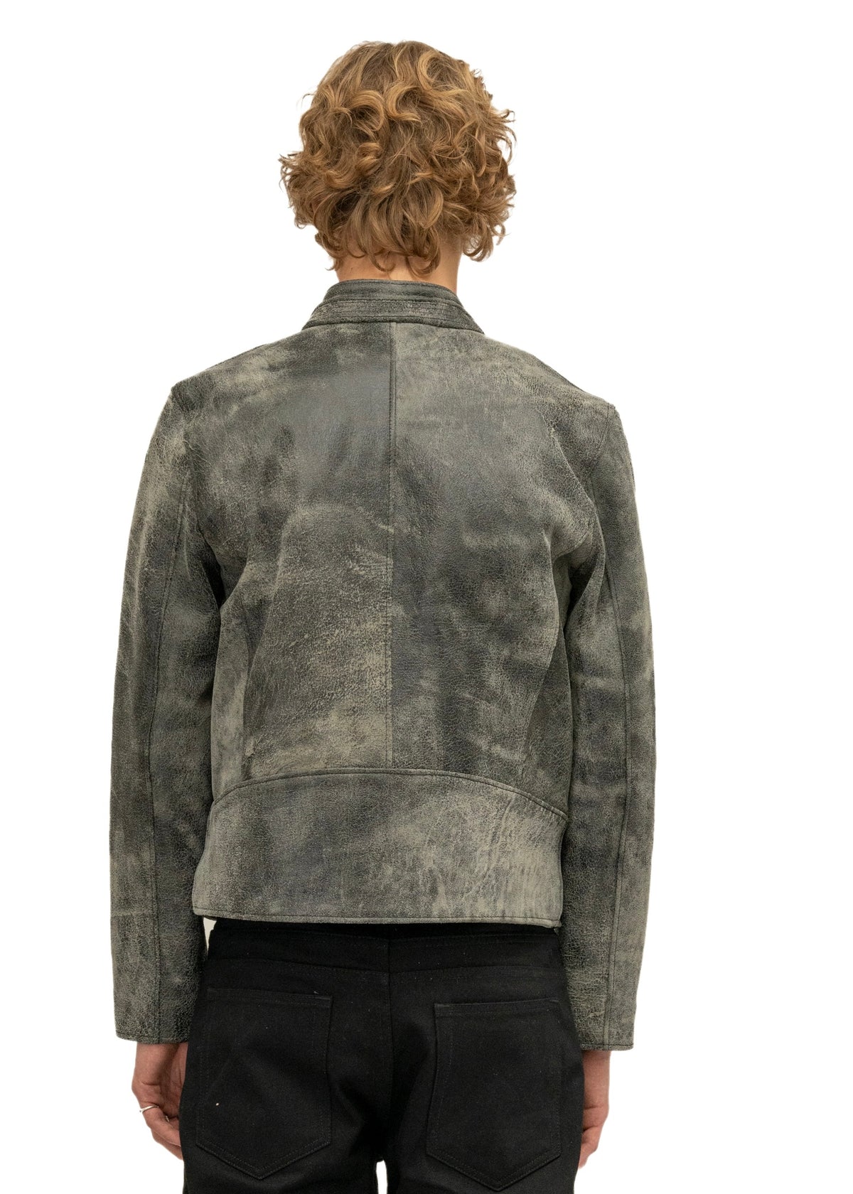 DRIVER ONE CUT STONE LEATHER JACKET