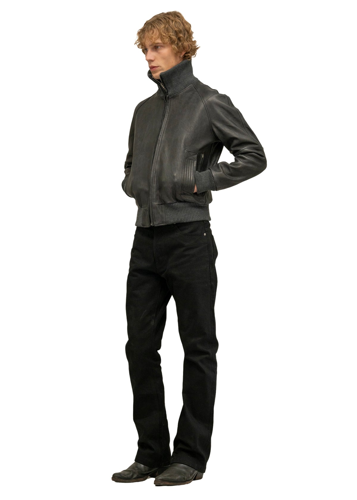 DUST ONE CUT LEATHER JACKET BLACK