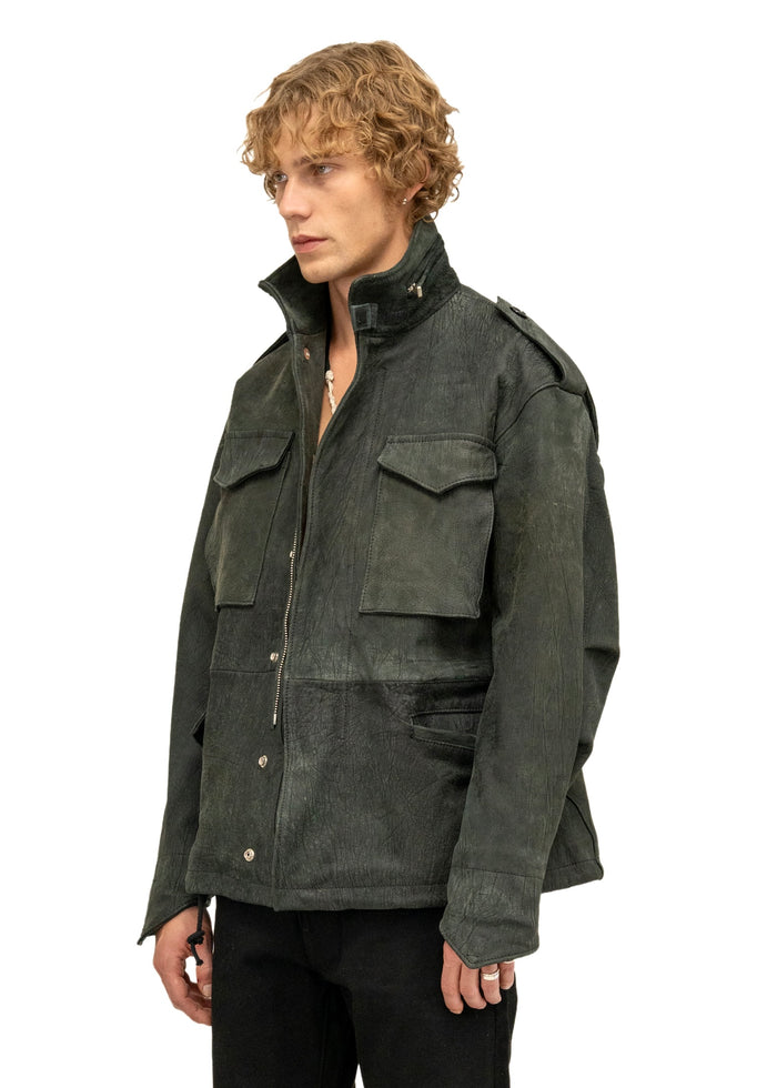 LEATHER FIELD PARKA BLACK