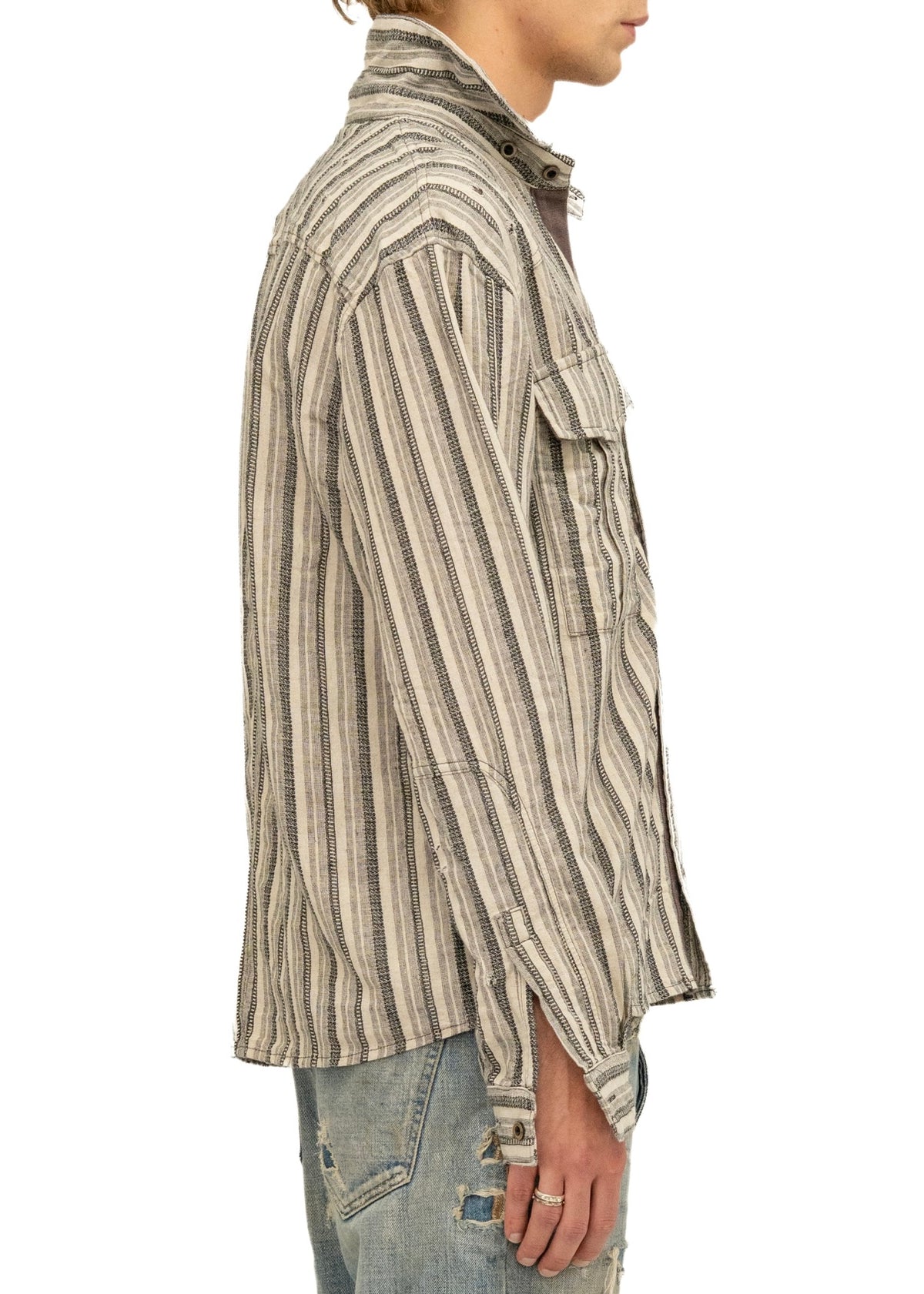 REWORKED STRIPE SHIRT GREY