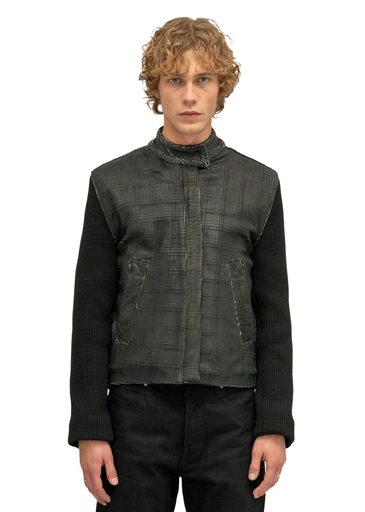 DRIVER GRID SCORED LEATHER JACKET